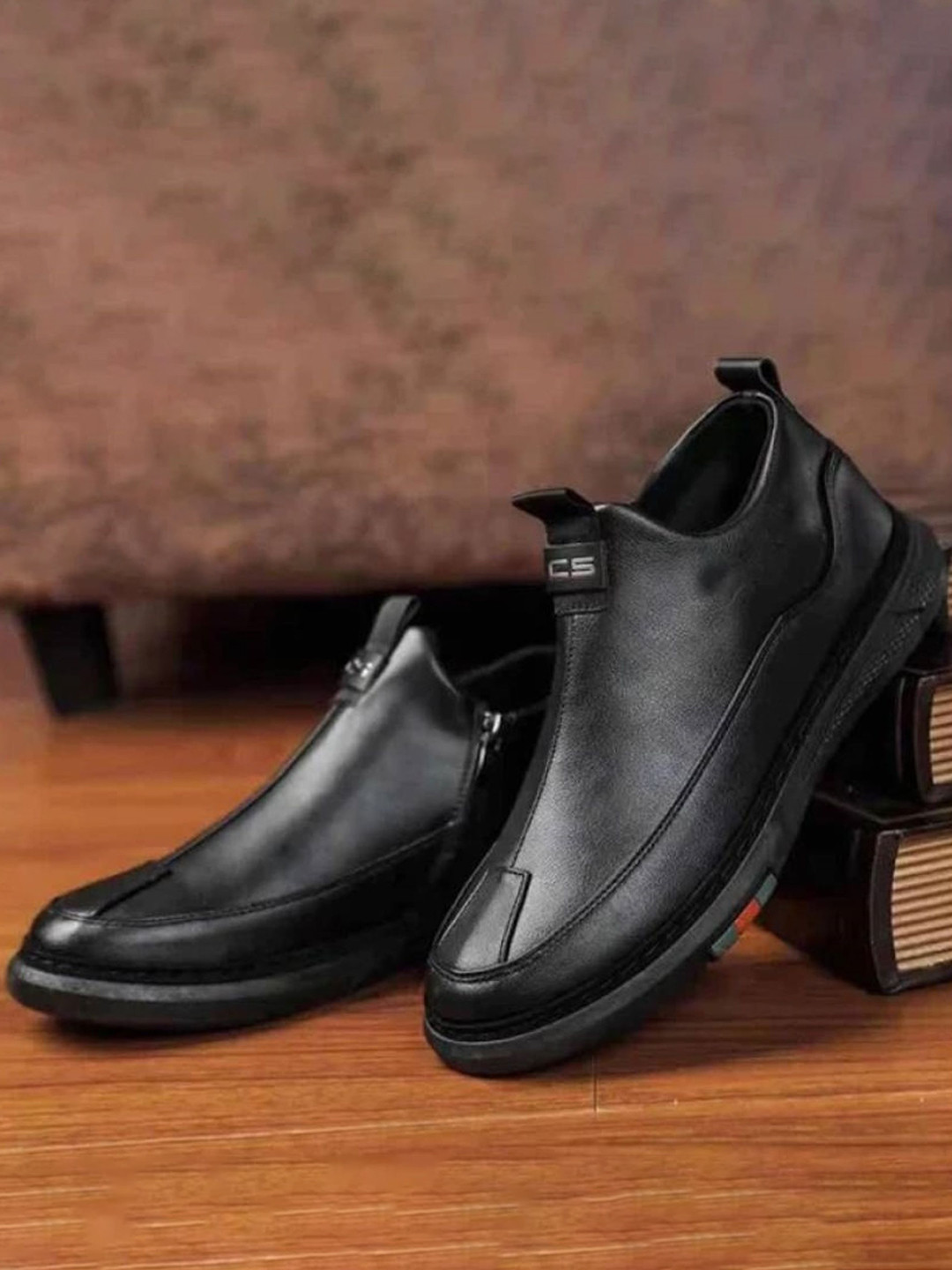 Bizazo Men Solid Slip-On Mid-Top Casual Sneakers