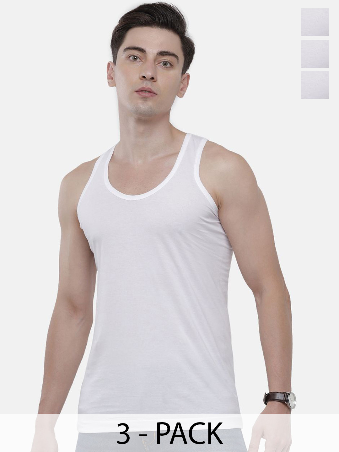 Classic Polo Pack Of 3 Cotton Round Neck Undershirt Vests NOS-ORYZO-RN- 3 PCS