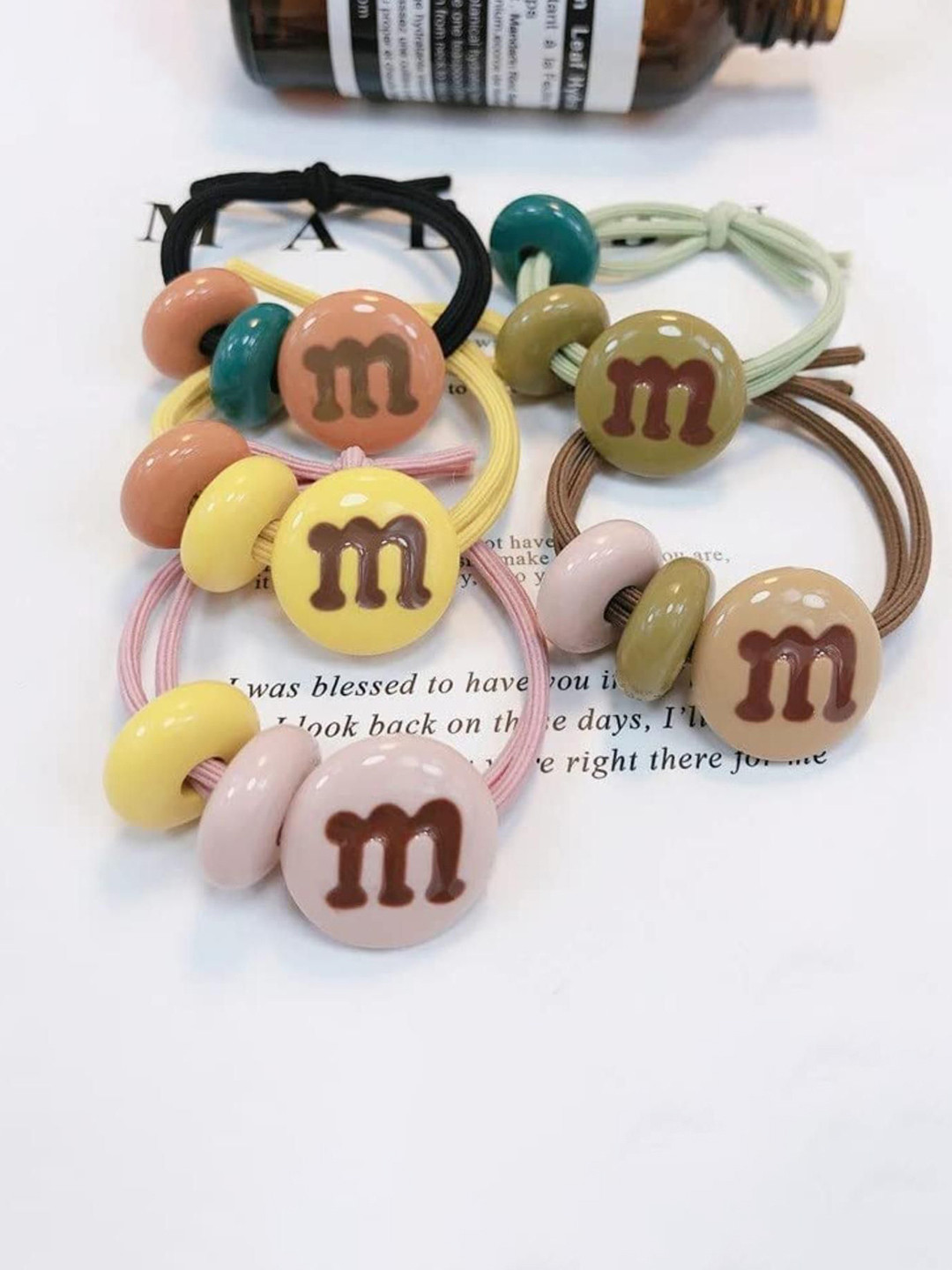 DN ENTERPRISES Women Set Of 10 Letter M Ponytail Holder Elastic Rubber Bands