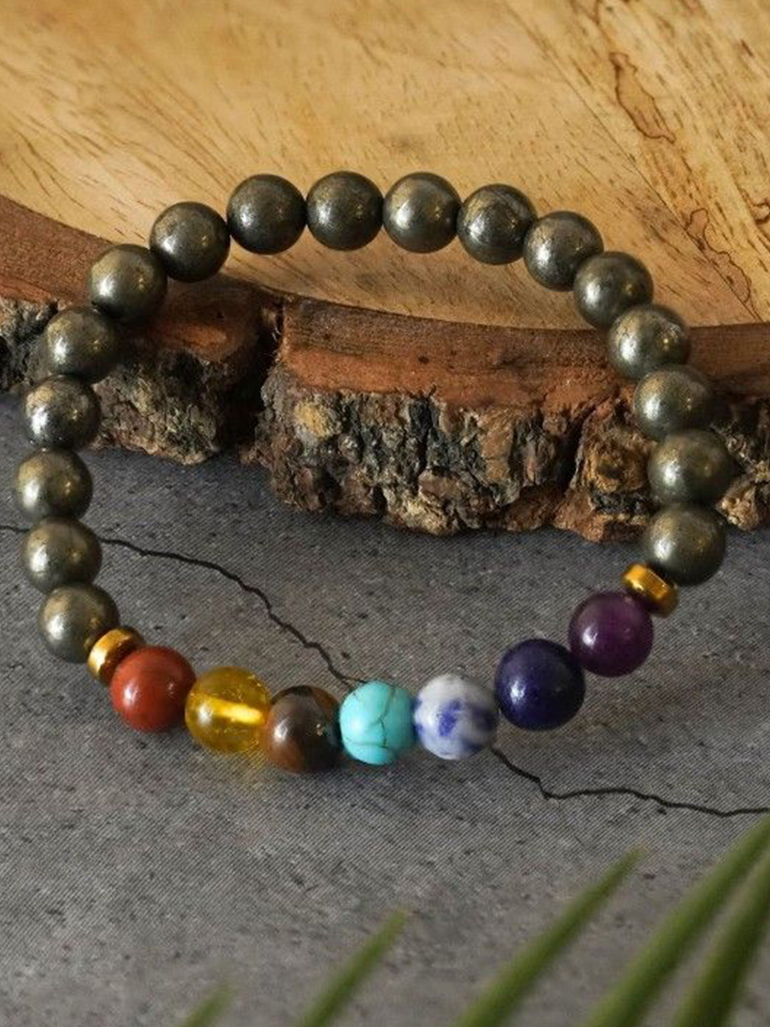 P. R. PRINTS Unisex 7 Chakra Lava Stone Crystal Bracelet