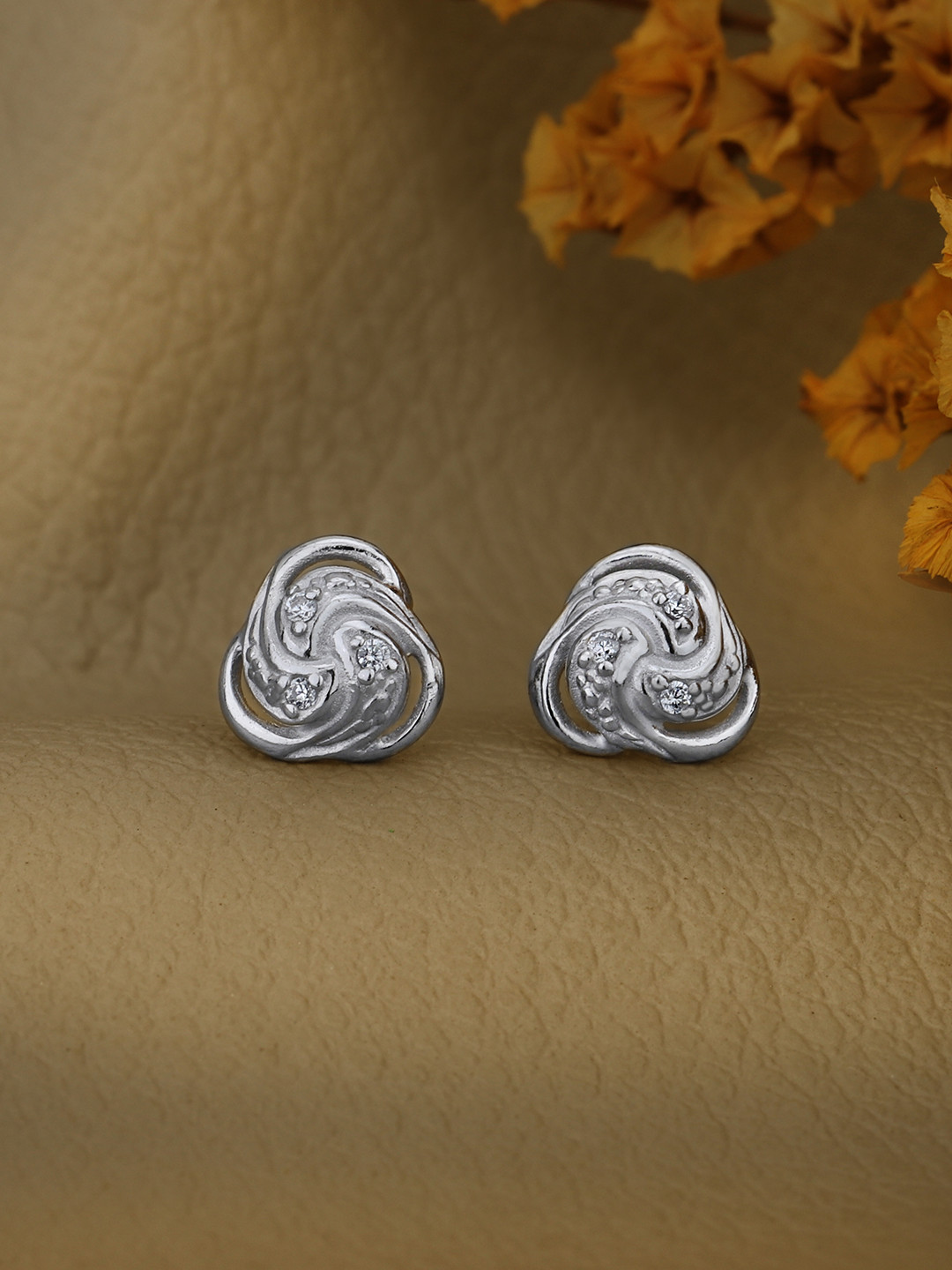 Carlton London 925 Sterling Silver Rhodium Plated CZ Contemporary Petite Stud Earring