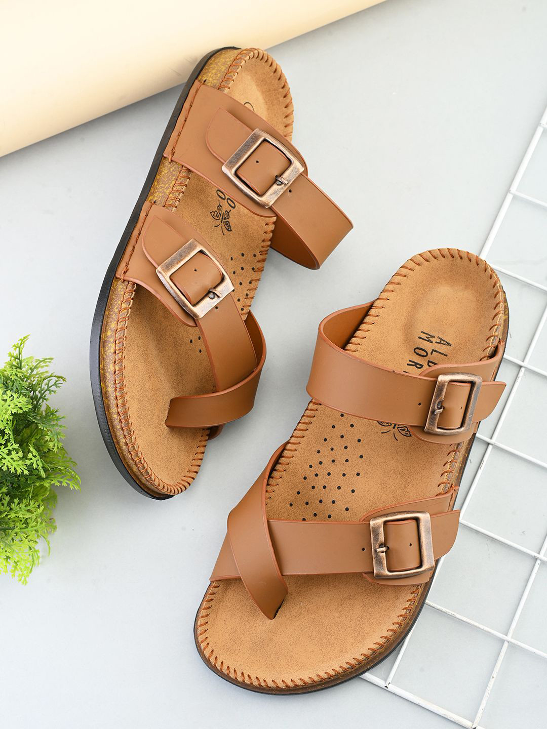 ALBERTO MORENO Men Textured Slip On Comfort Sandals