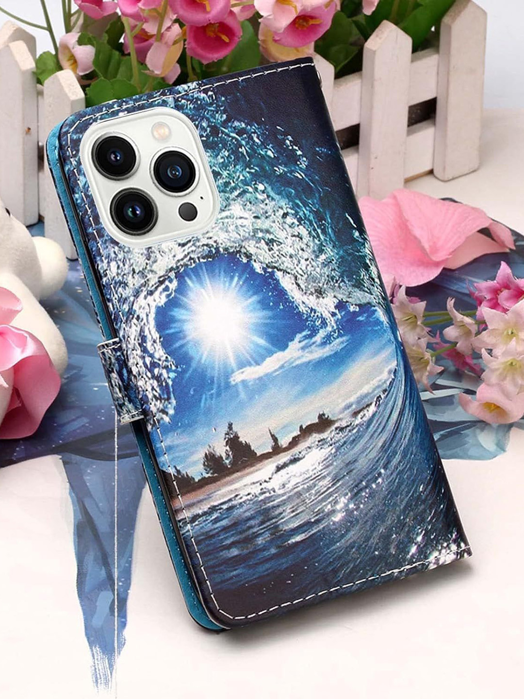 PEEPERLY Abstract Printed iPhone 16 Pro Flip Case Mobile Accessories