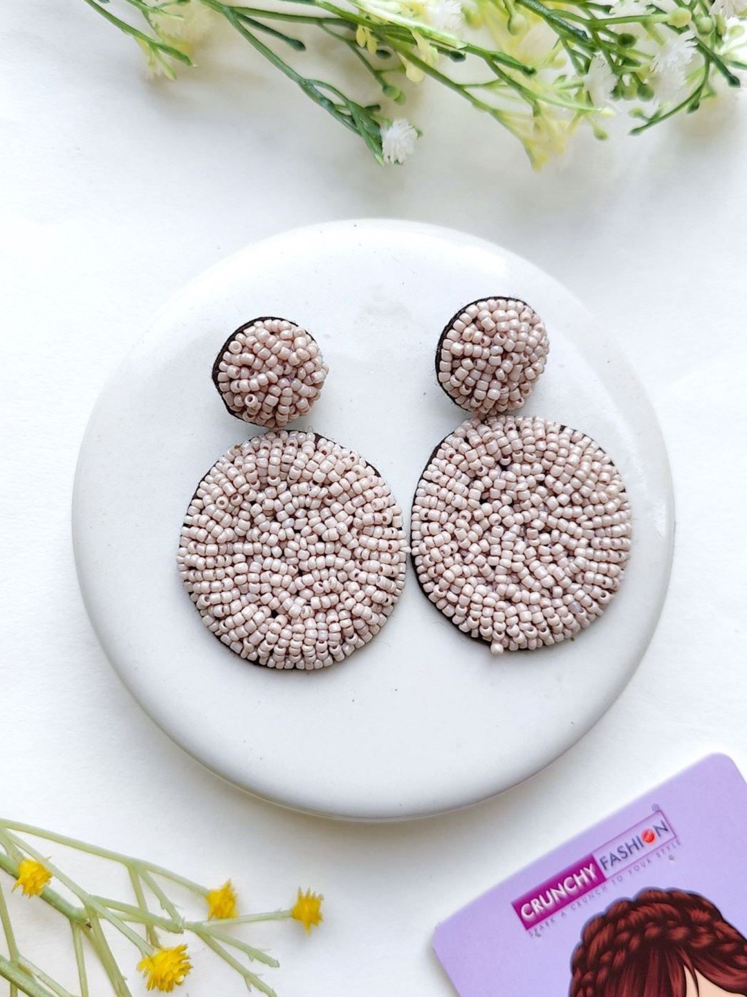 Crunchy Fashion Artificial Beaded Circular Drop Earrings