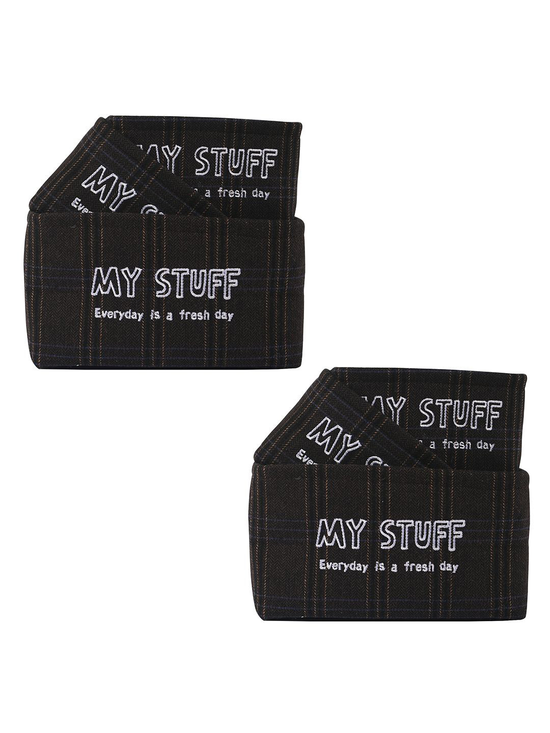 Aura 6Pcs Black Checked Cosmetic & Skincare Dressing Table Organizer