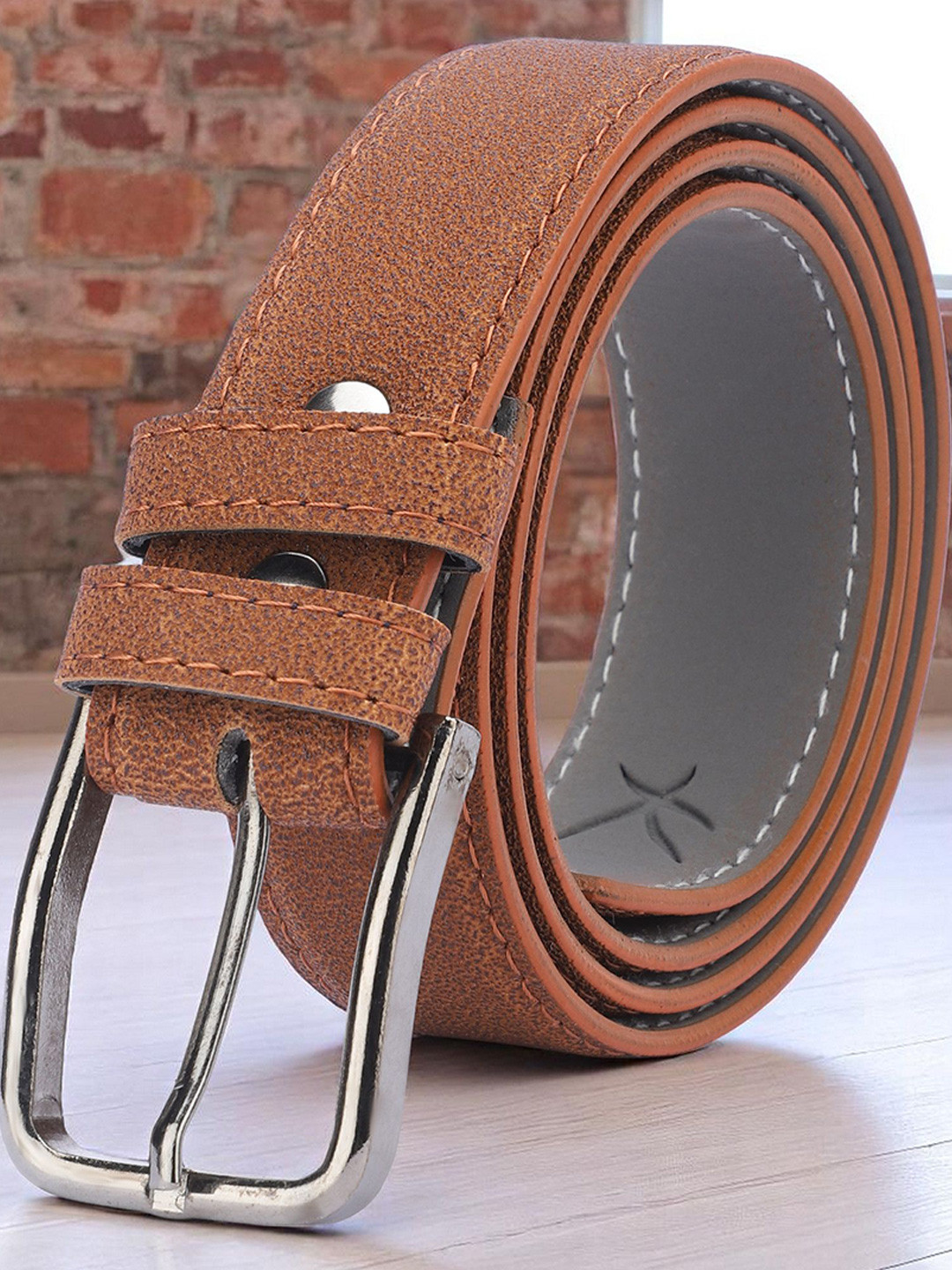 Provogue Men Textured Slim Belt With A Tang Closure