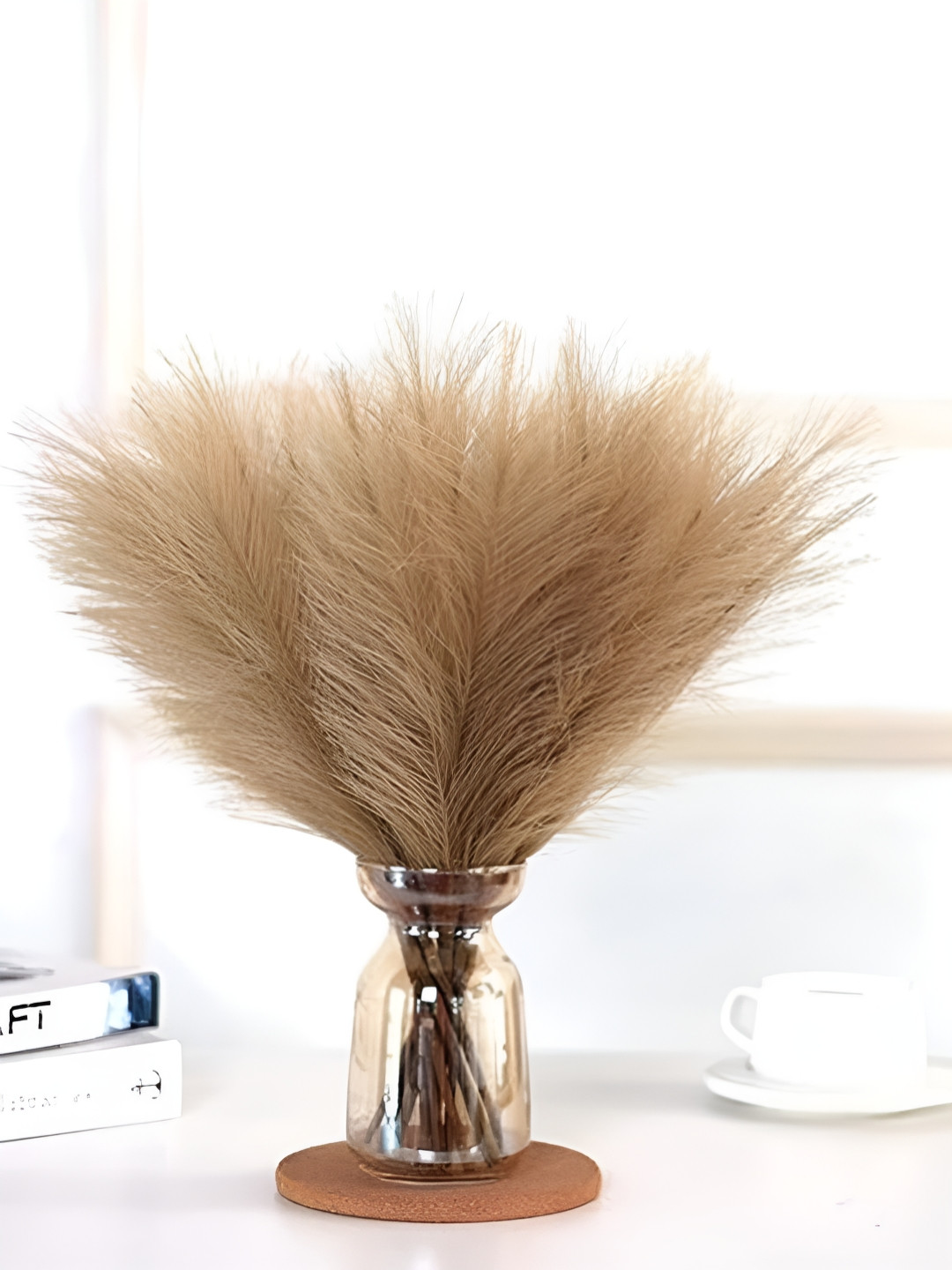 Art Street Brown Artificial Pampas Faux Non-Shedding Feather Grass