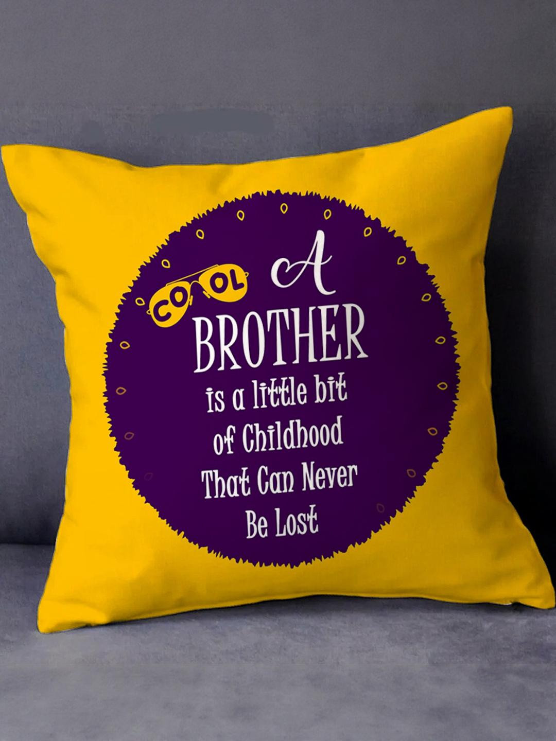 SKYTRENDS Yellow & Violet Abstract Satin Square Cushion Covers