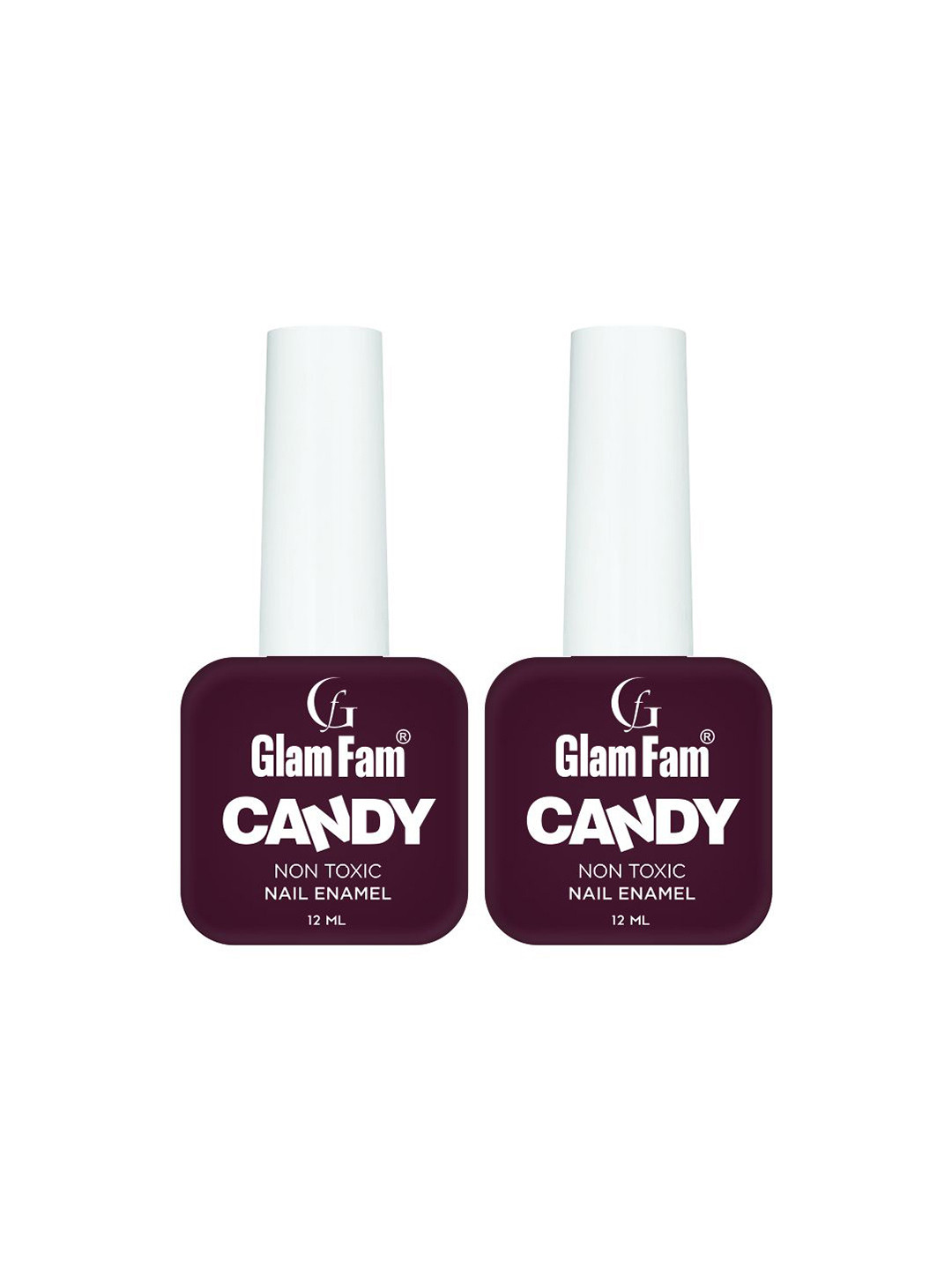 GlamFam Set Of 2 Candy Non Toxic Nail Enamel - 12 ml Each - Deep Maroon - 16