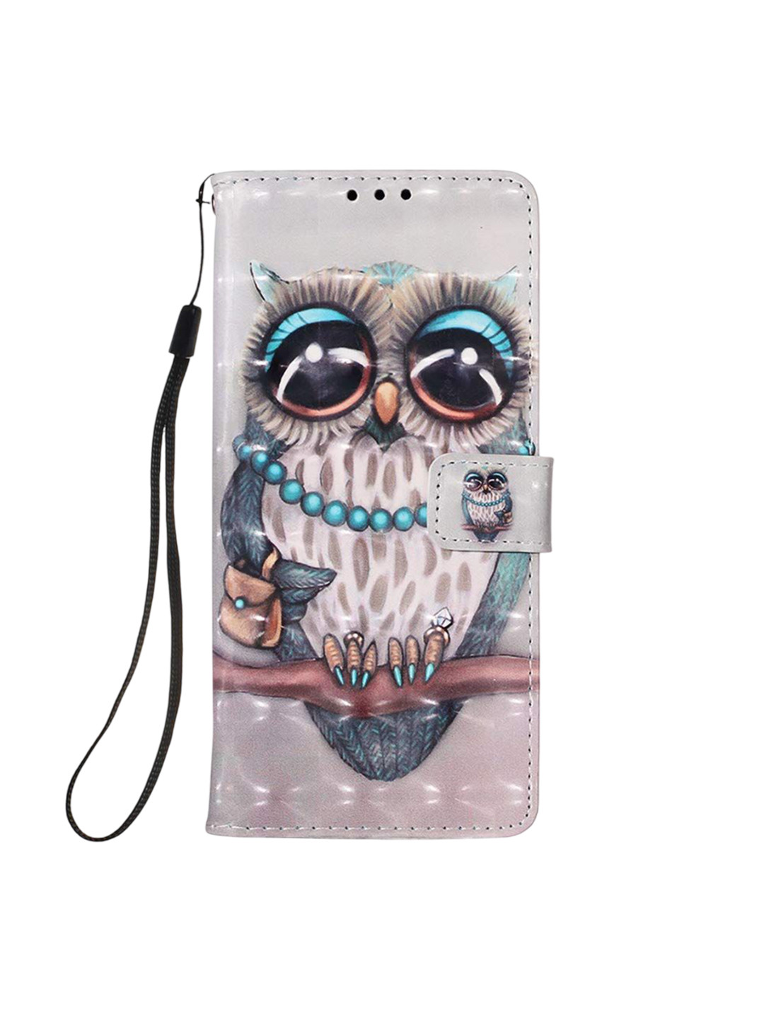PEEPERLY Unisex Flip Back Cover Case for iPhone 15 Owl Wallet Leather Case