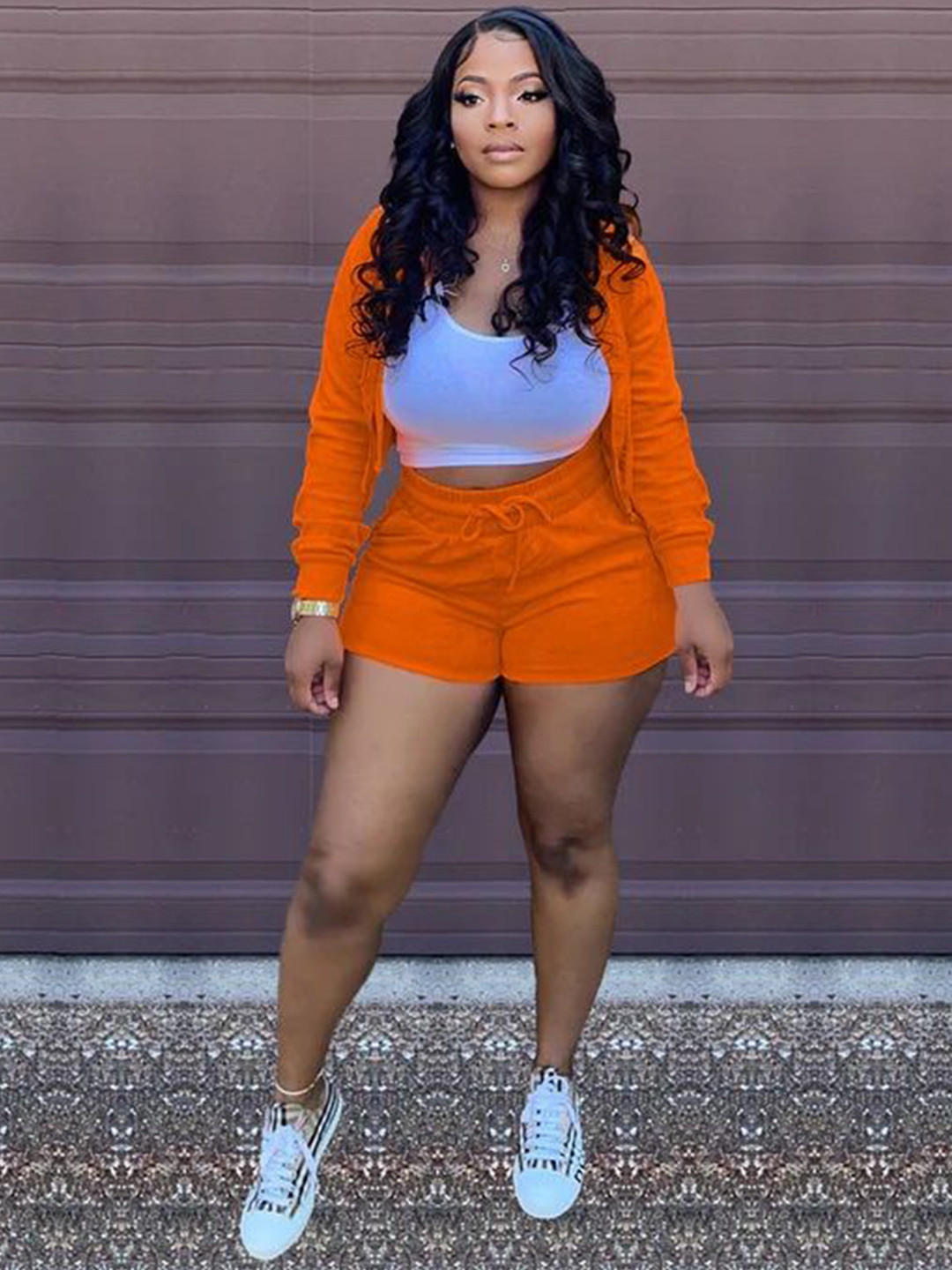 TRENBEE Zipper Top & Shorts Co-Ord Set