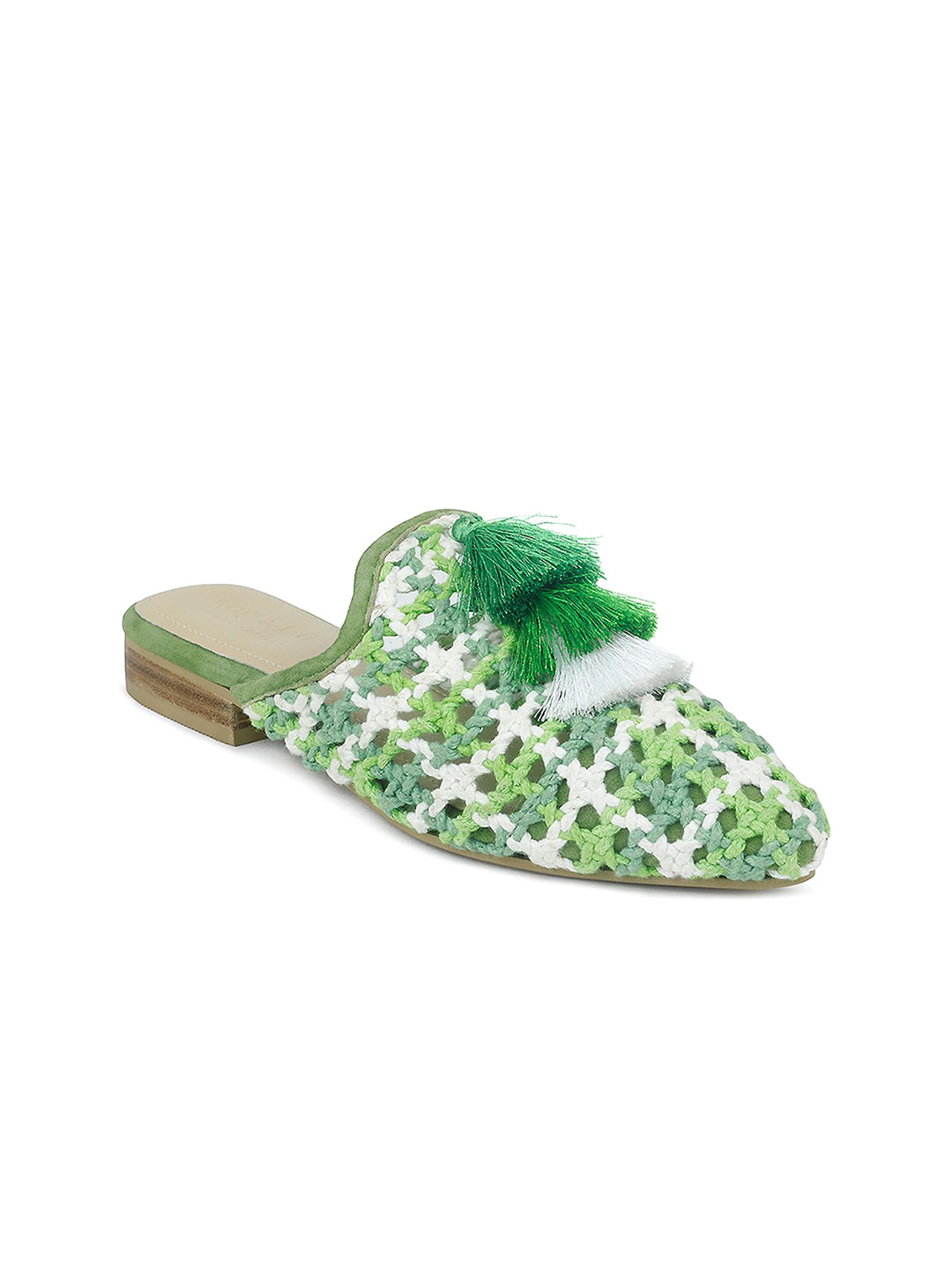 RAG & CO Women Woven Design Leather Mules