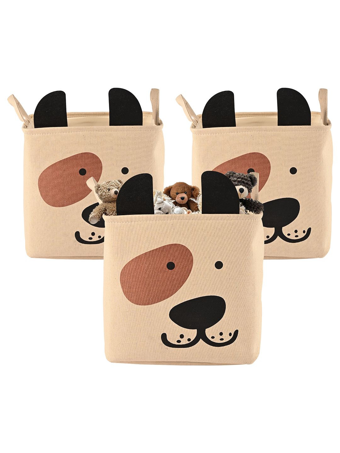 Aura Set of 3 Beige Coloured Versatile Drawer Storage Basket With Handle