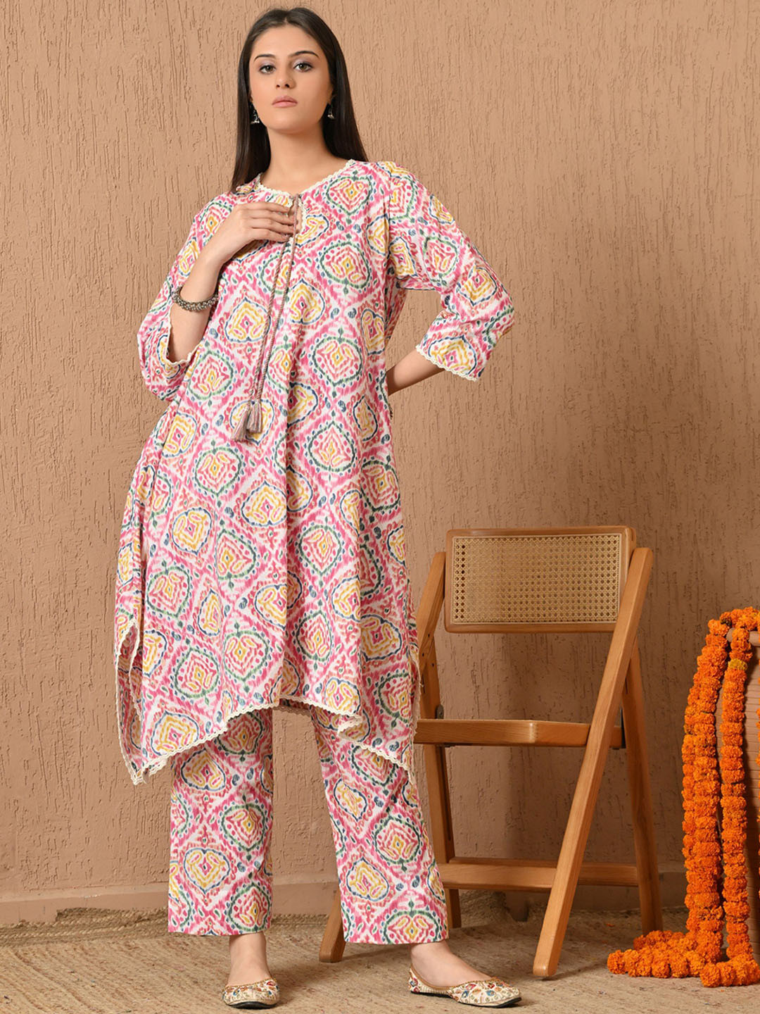 KELIN Nitya Women Floral Printed Cotton Kurti with Palazzo