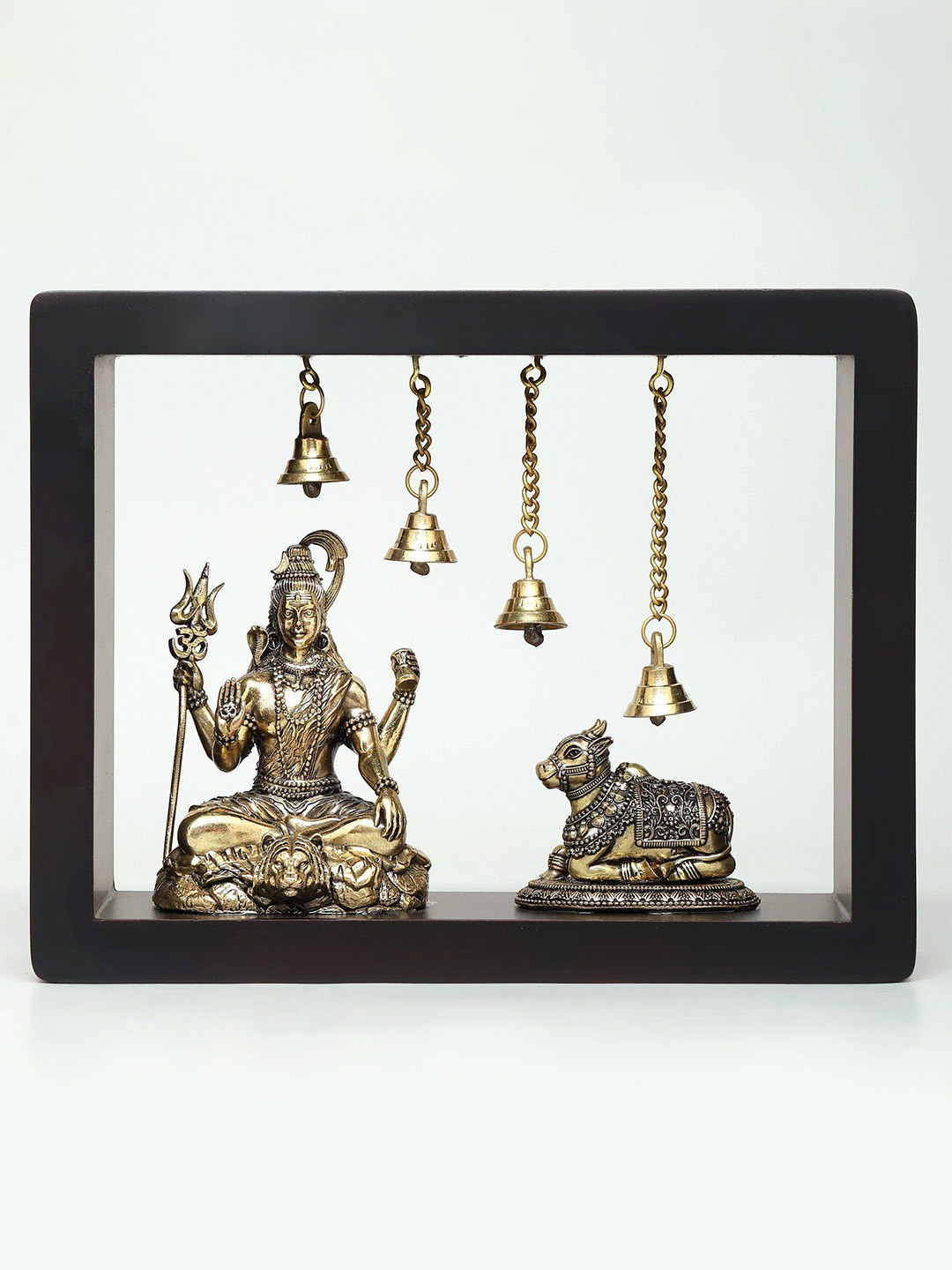 Exotic India Blessing Lord Shiva with Nandi Brass Glossy Spiritual Wall Decor-9In