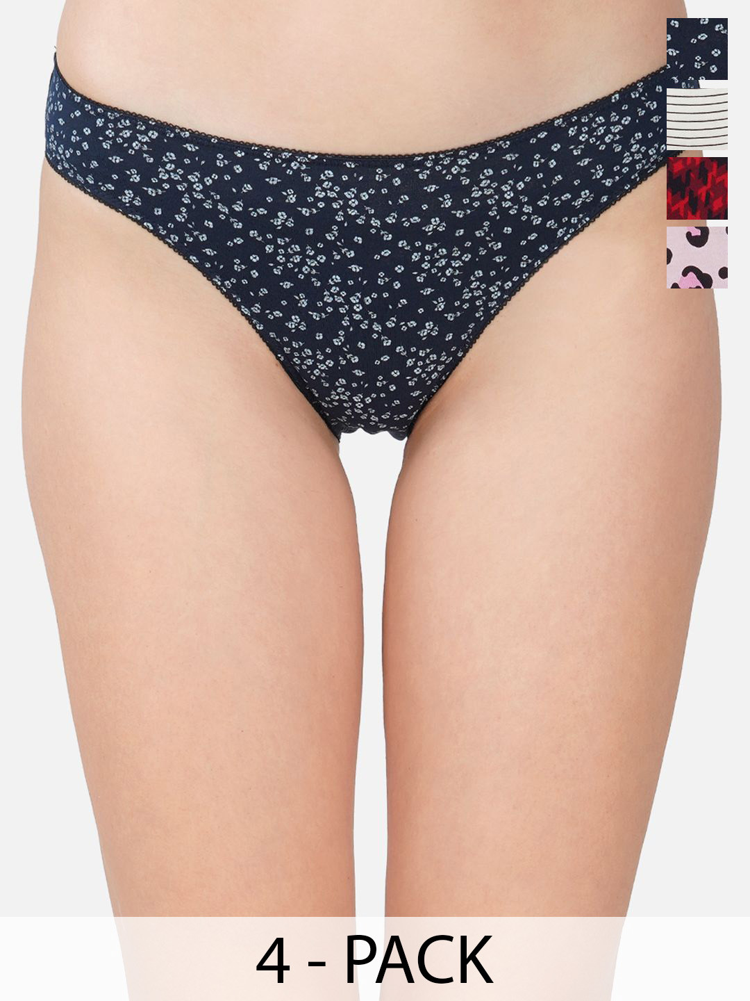 Carlton London Pack Of 4 Printed Cotton Assorted Hipster Briefs + CL-BK-P-ASST-PO