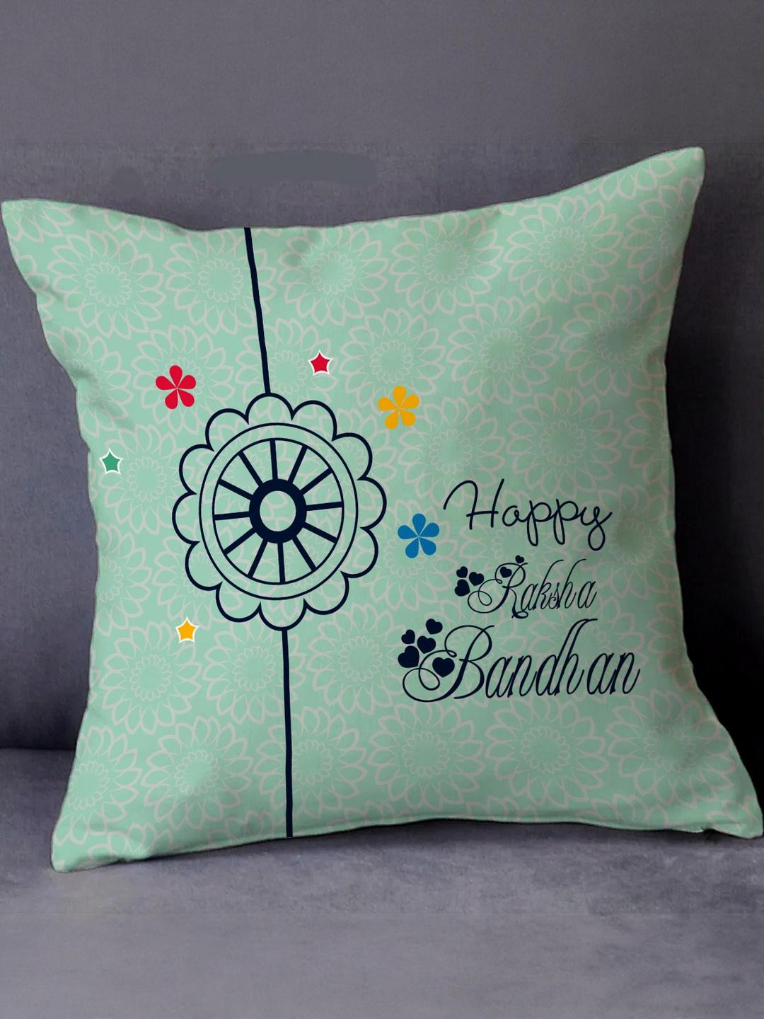 SKYTRENDS Square Cushion Cover with Filler for Raksha Bandhan