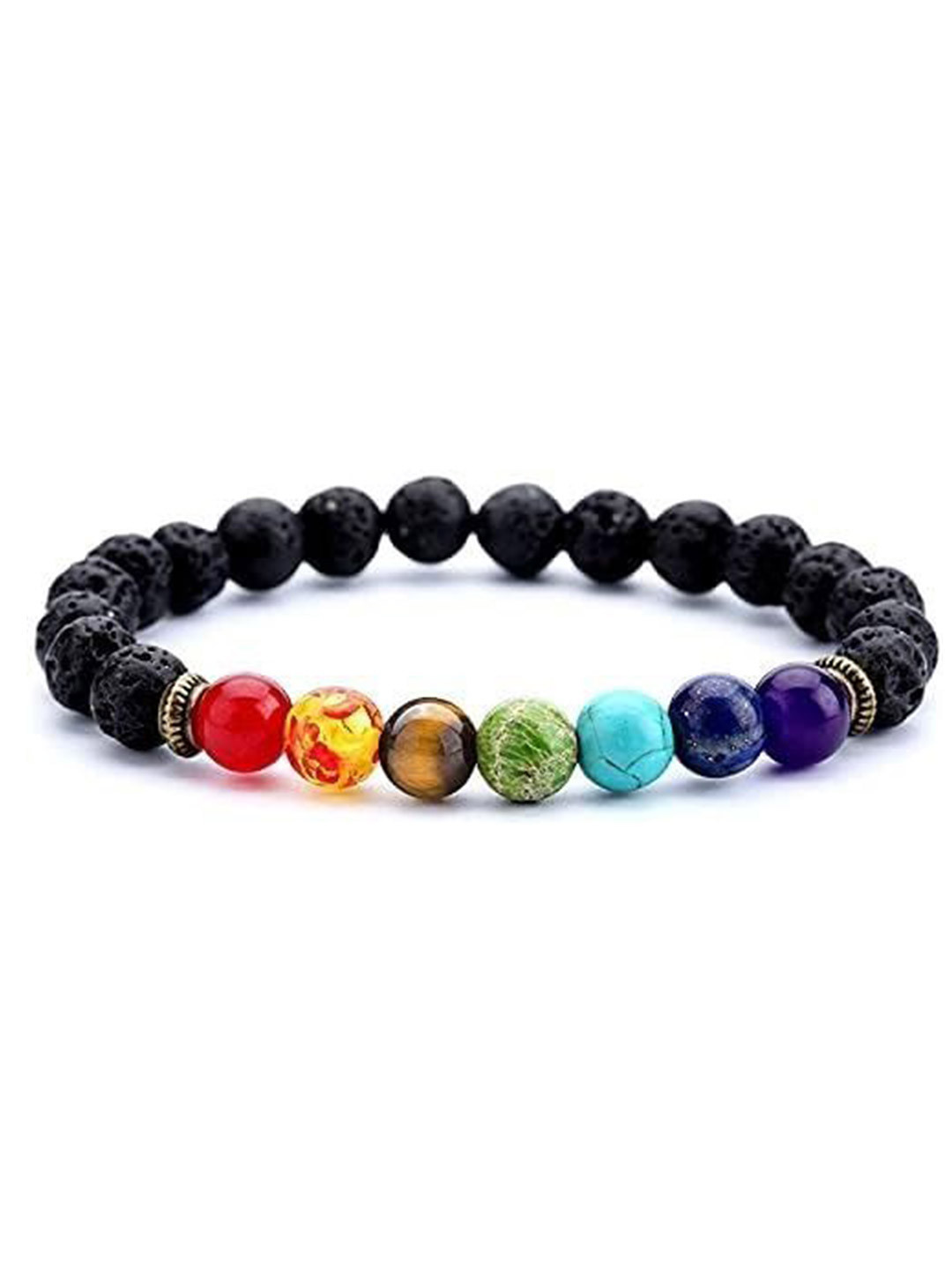 Lovemi Movements Unisex 7 Chakra Crystals Studded Elasticated Bracelet