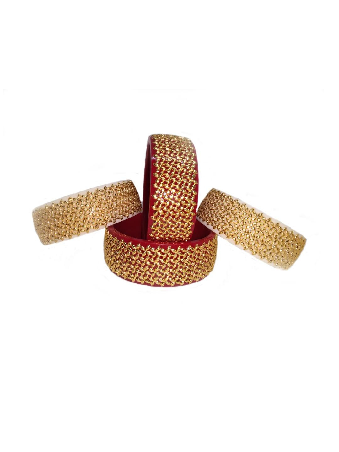 BOVZEN Women Gold Plated Laminated Acrylic Shakha Pola Bangles