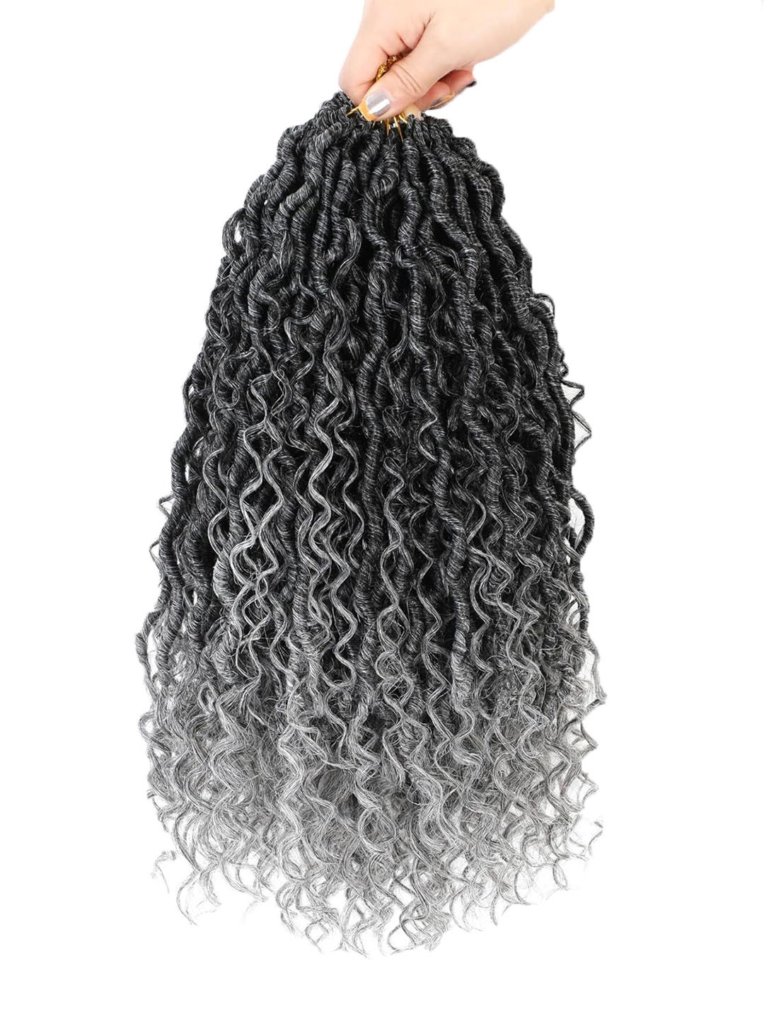 RITZKART Halo Curly Toupee Hair Extension- Black & Grey- 24 Inch