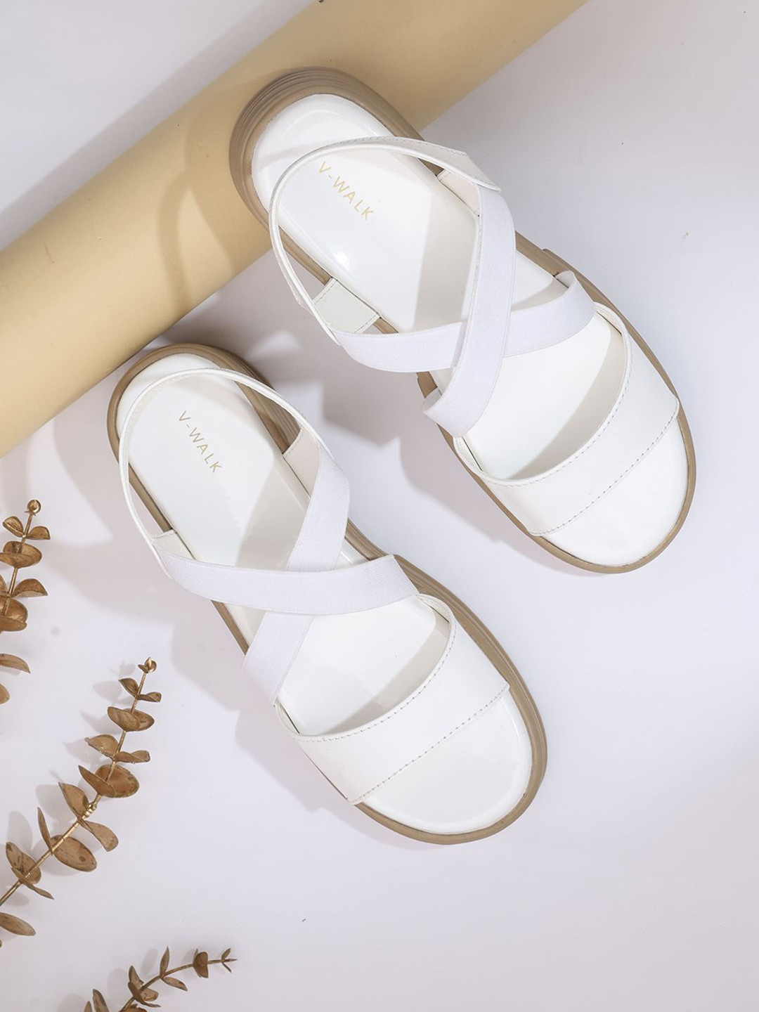 V-WALK Women Ankle Loop Regular Open Toe Flats