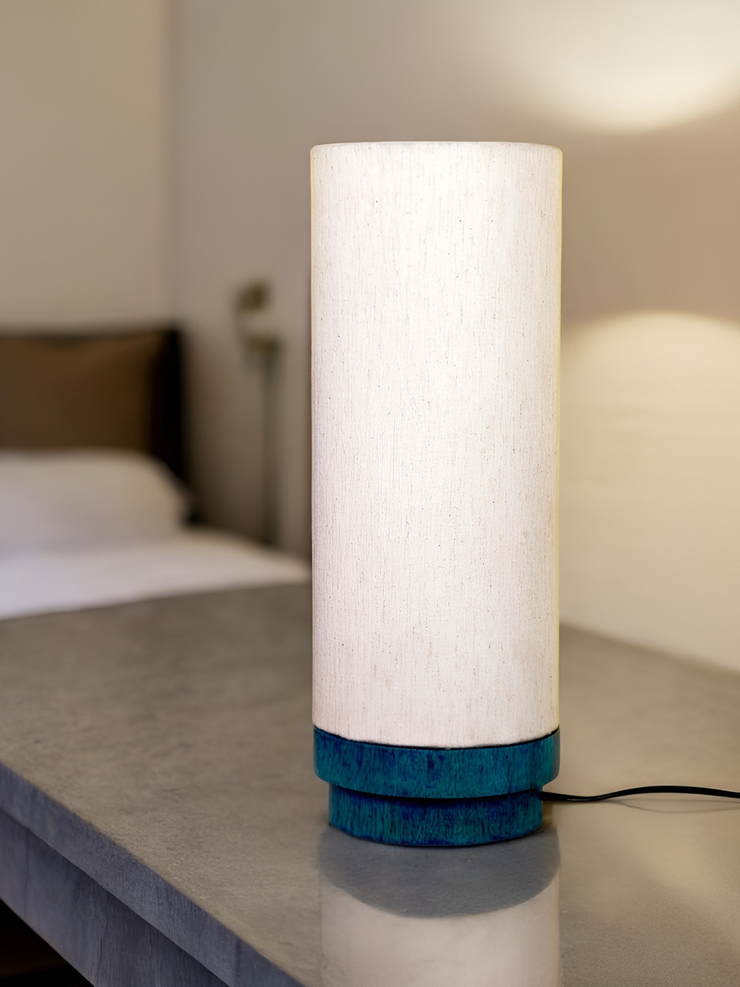 Creation India Craft White Wood Square Table Lamp