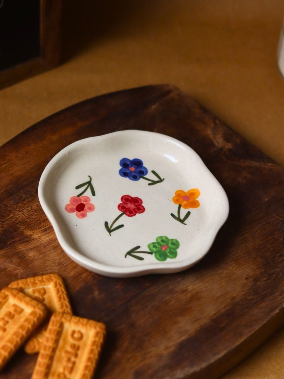 WEAVING HOMES Floral Blossom Handmade Dessert Plate