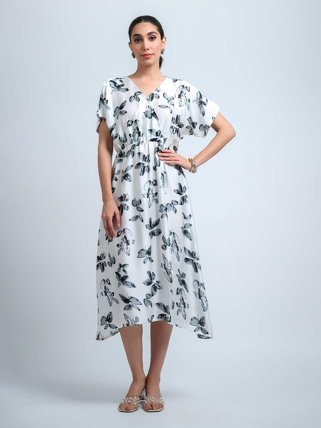 The Roadster Lifestyle Co. Tropical Print Wrap Midi Dress