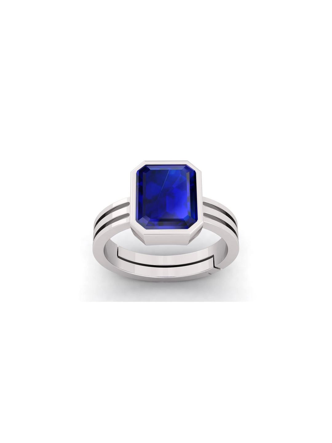 Pranjal Gems Unisex 10.25 Ratti Sapphire Gemstone Studded Adjustable Finger Rings