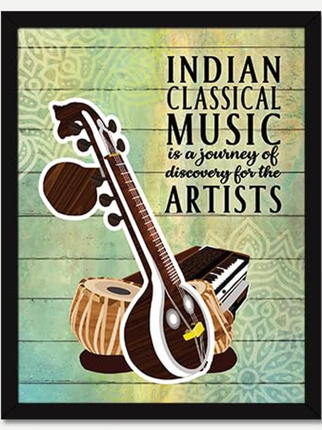 Chaka Chaundh Green & Black Wood Wall Paintings