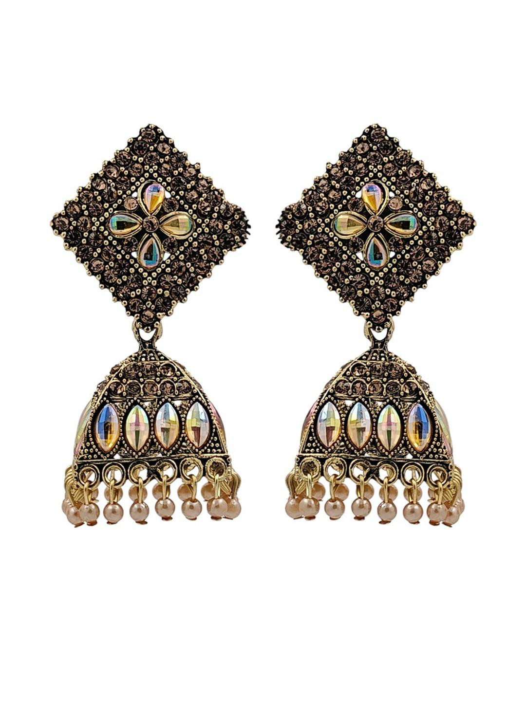 Uniqon golden Square Jhumkas Earrings