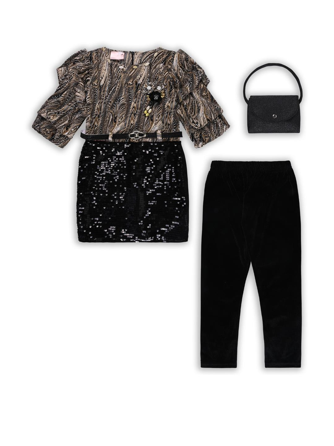 Wish Karo Girls Brown Viscose Rayon Clothing Set