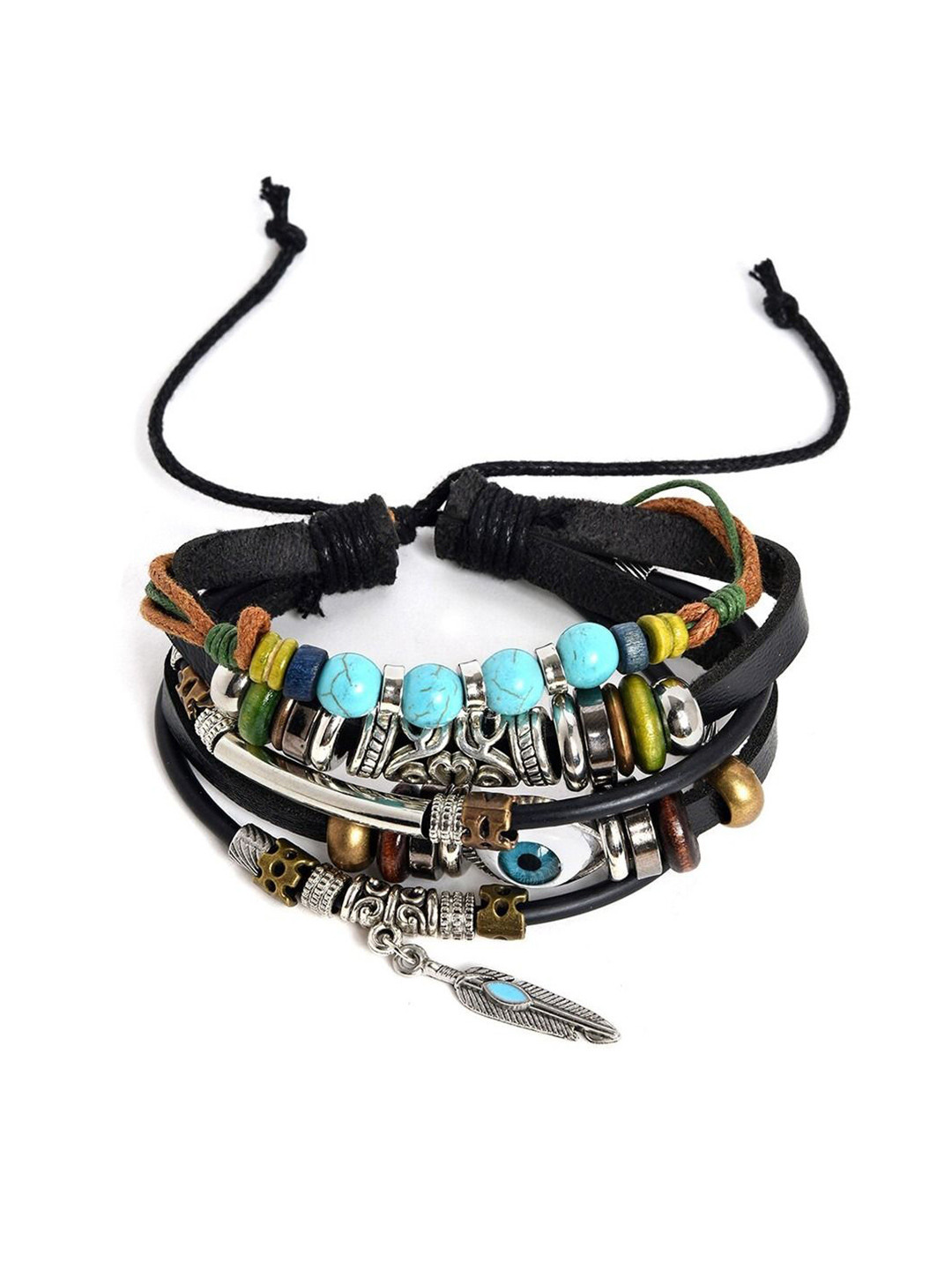 P. R. PRINTS Leather Evil Eye Multistrand Bracelet