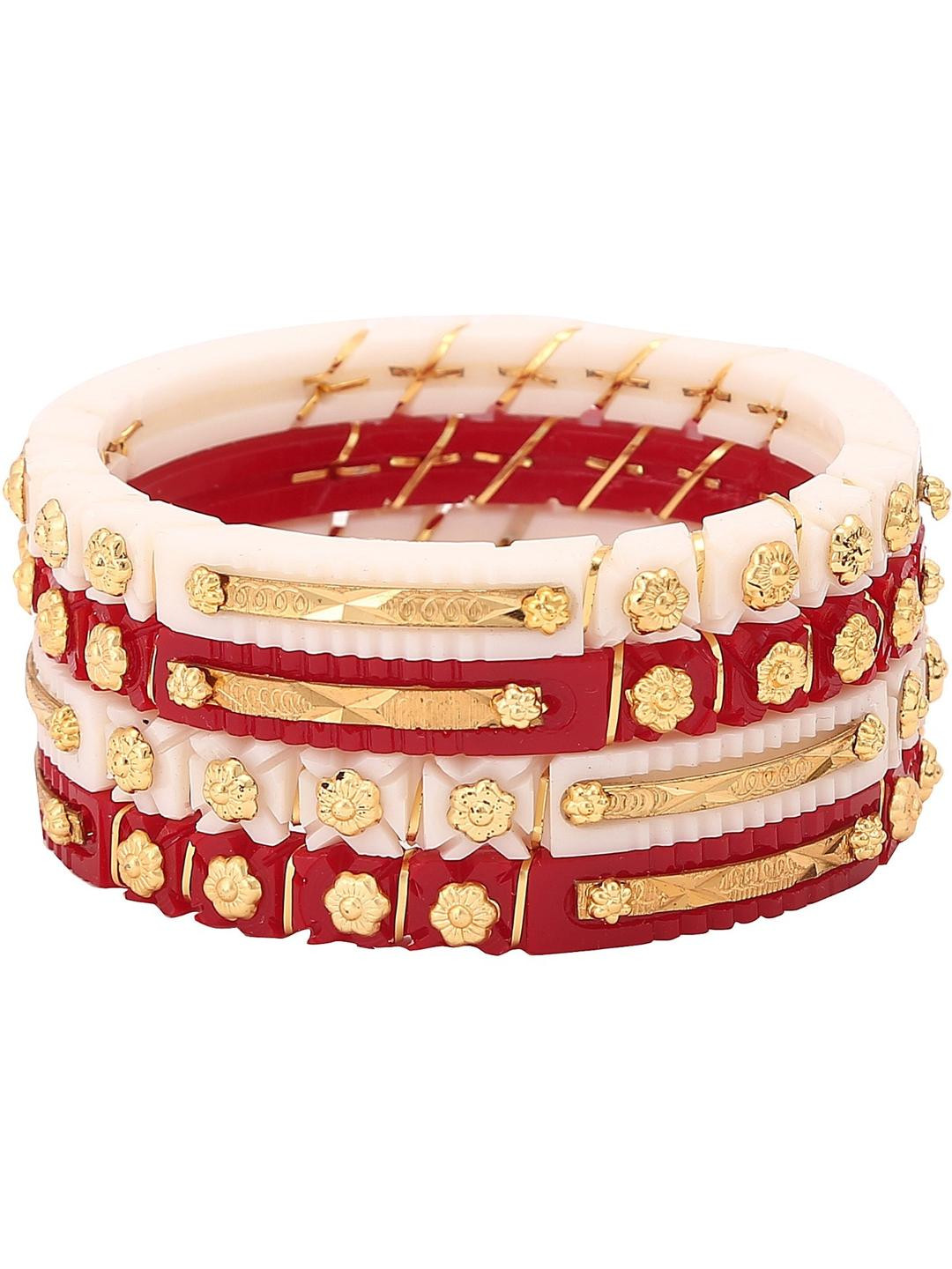 BOVZEN Women Pack Of 4 Gold Platd Copper Bangles