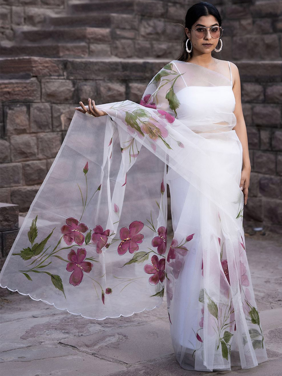 Bannhi by Priyanka Rathore  Floral Chandrika Hand Painted Saree