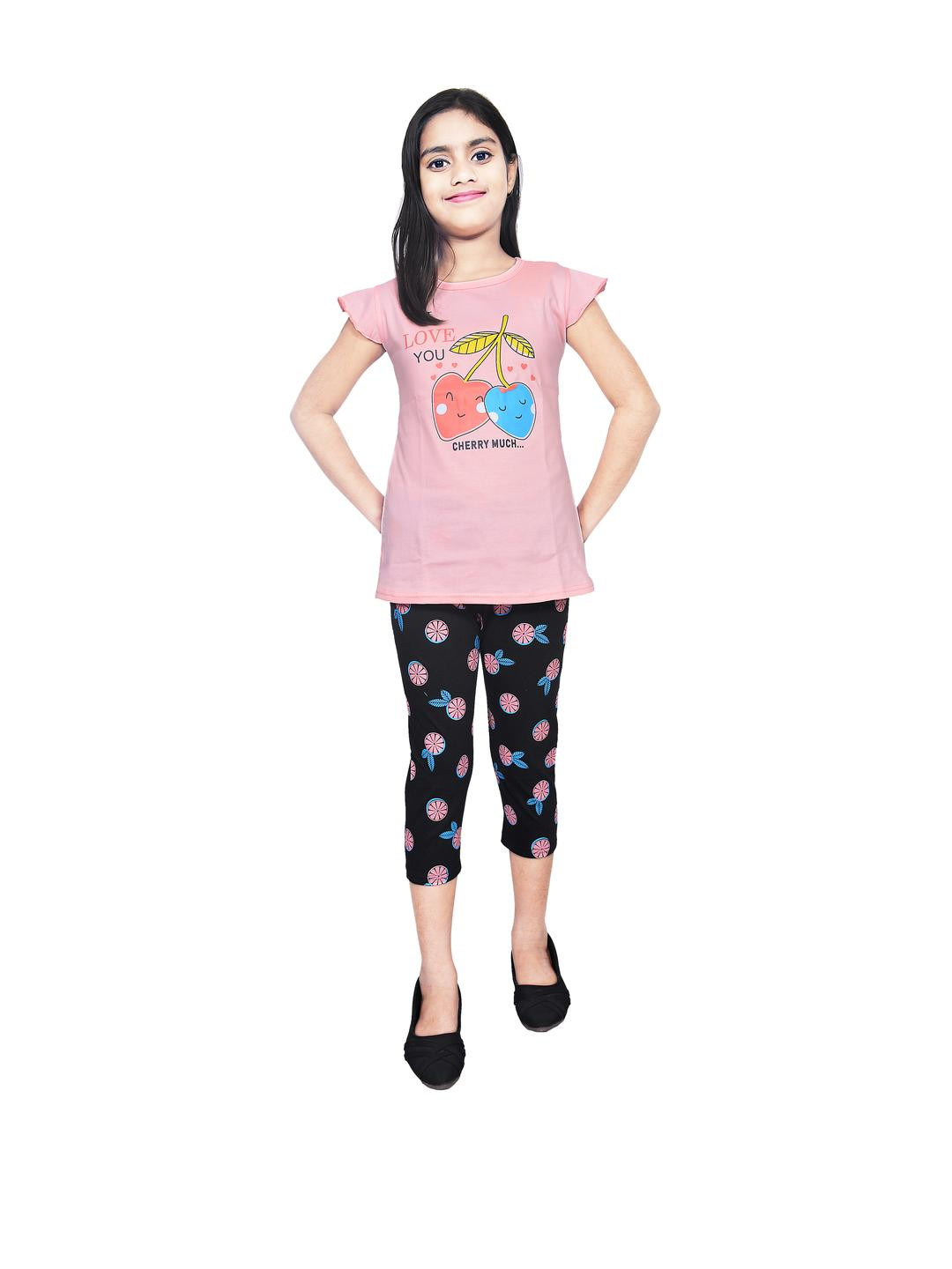 Colourspop Girls Pink Pure Cotton Clothing Set