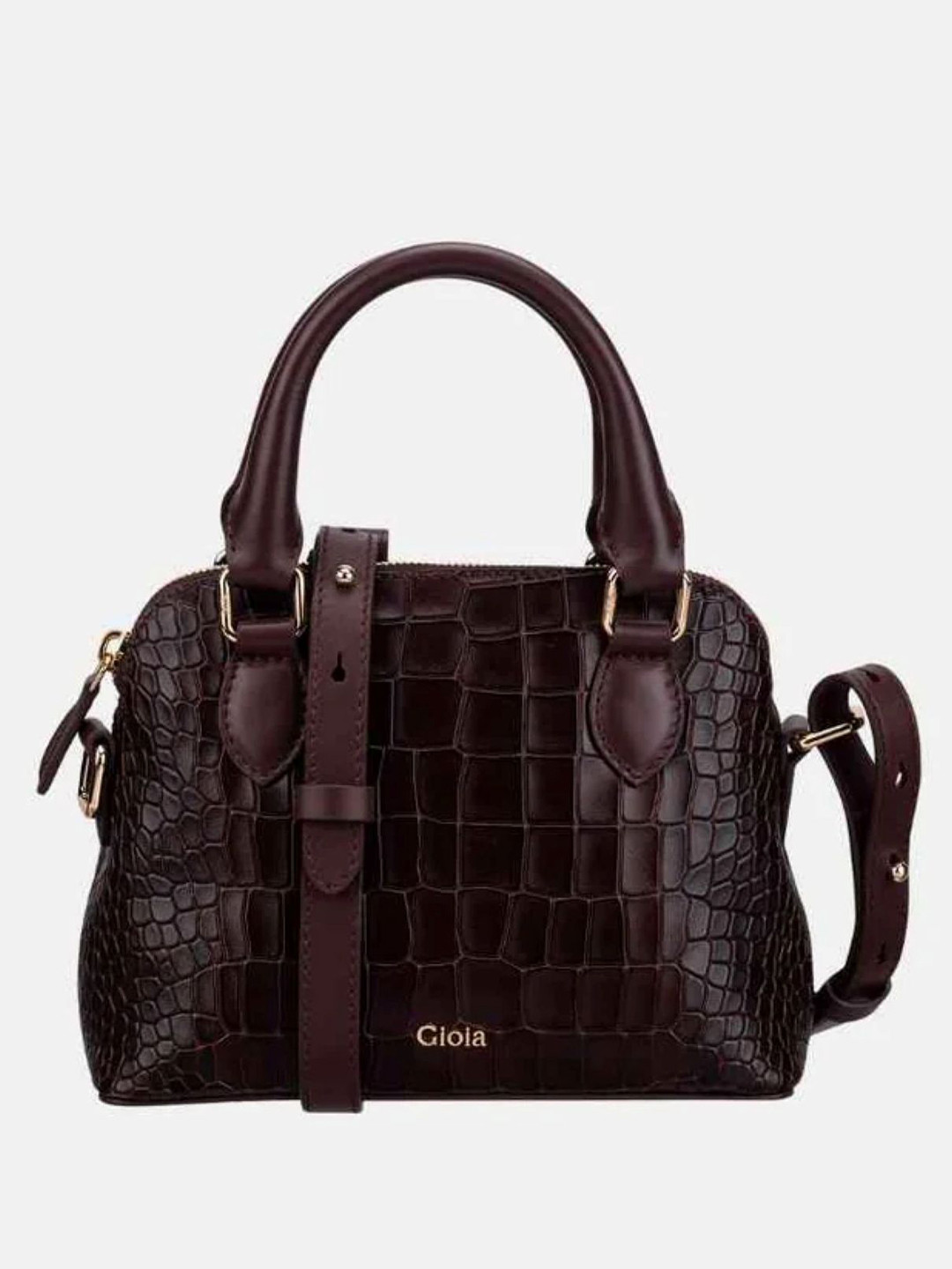 GIOIA Women Burgundy Leather Angela Mini Grab Top Handle Crossbody Bag