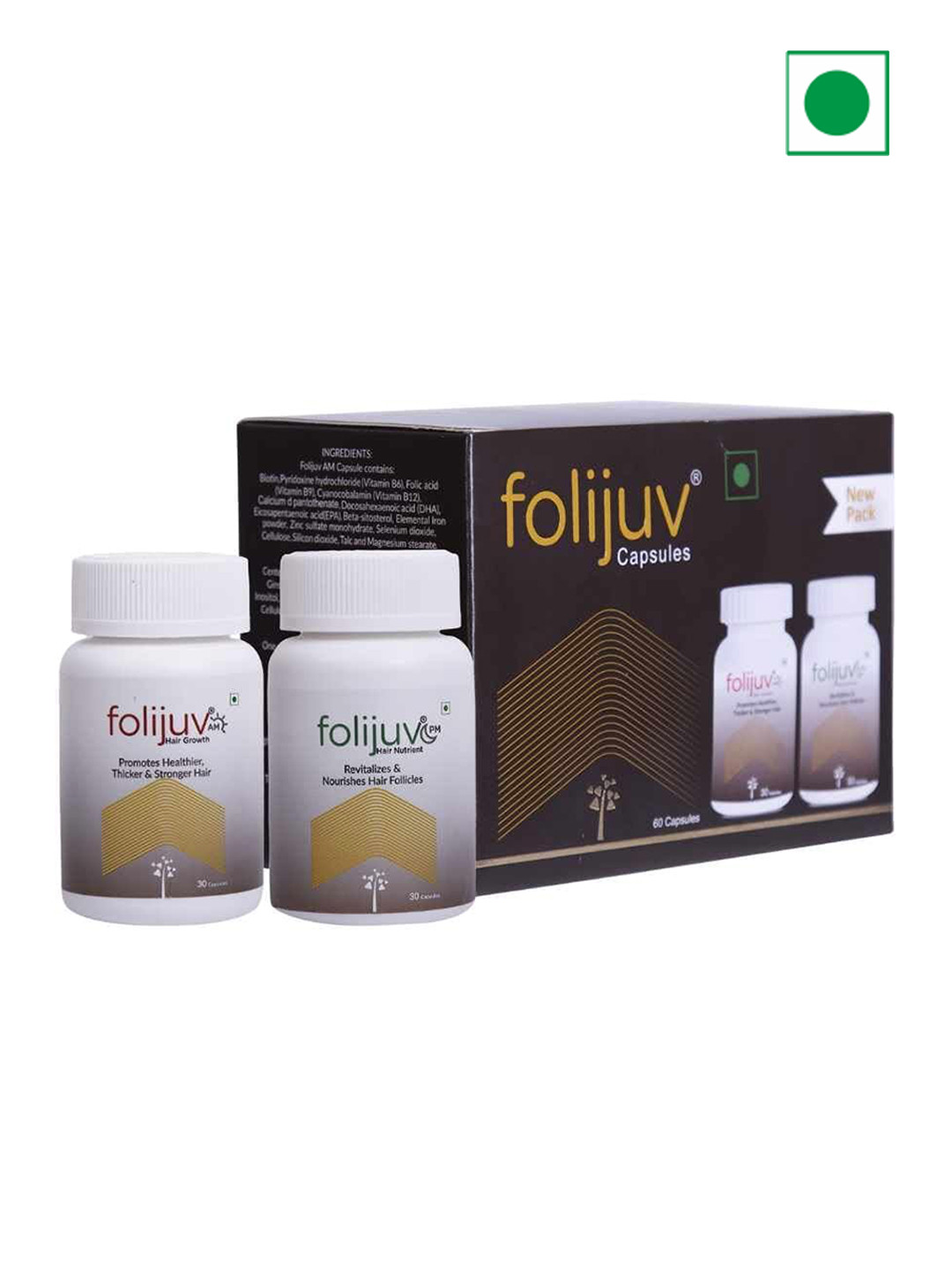 TRIKONA Folijvu Hair AM & PM Capsules Promote Healthy Hair Growth - 60 Veg Capsules