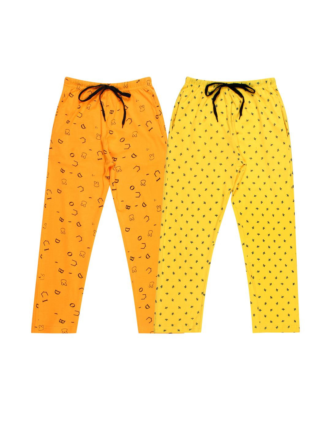 Fasha Kids-Unisex mustard and yellow Cotton Pyjamas combo of 2