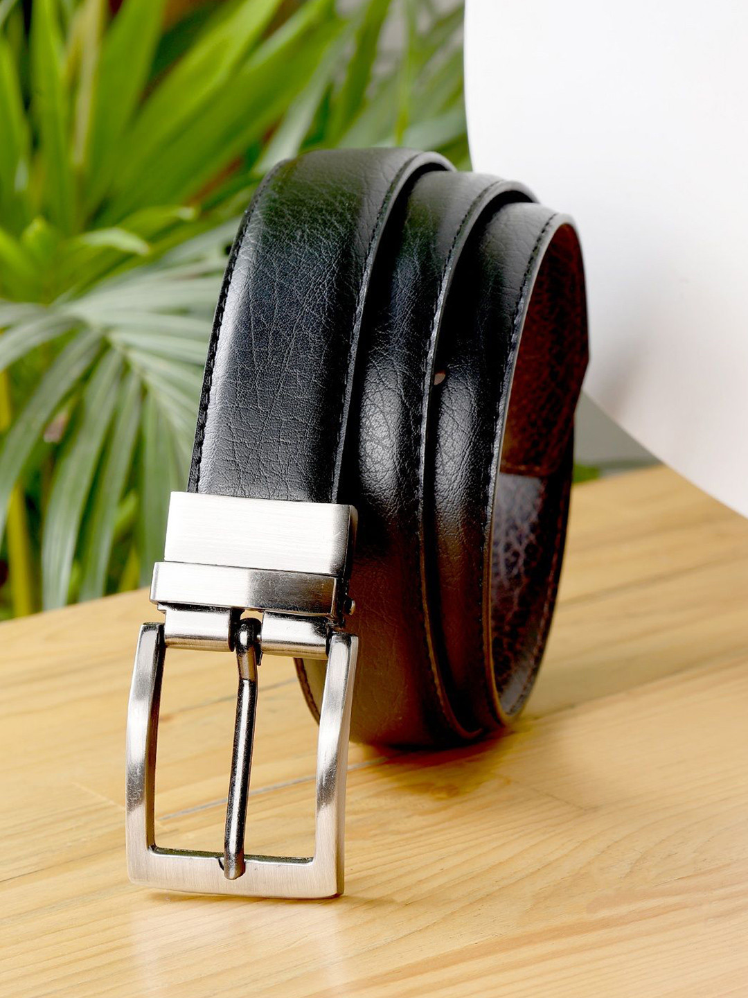 ZEVORA Women Textured Leather Reversible Belt LADY/BUFALO/BL