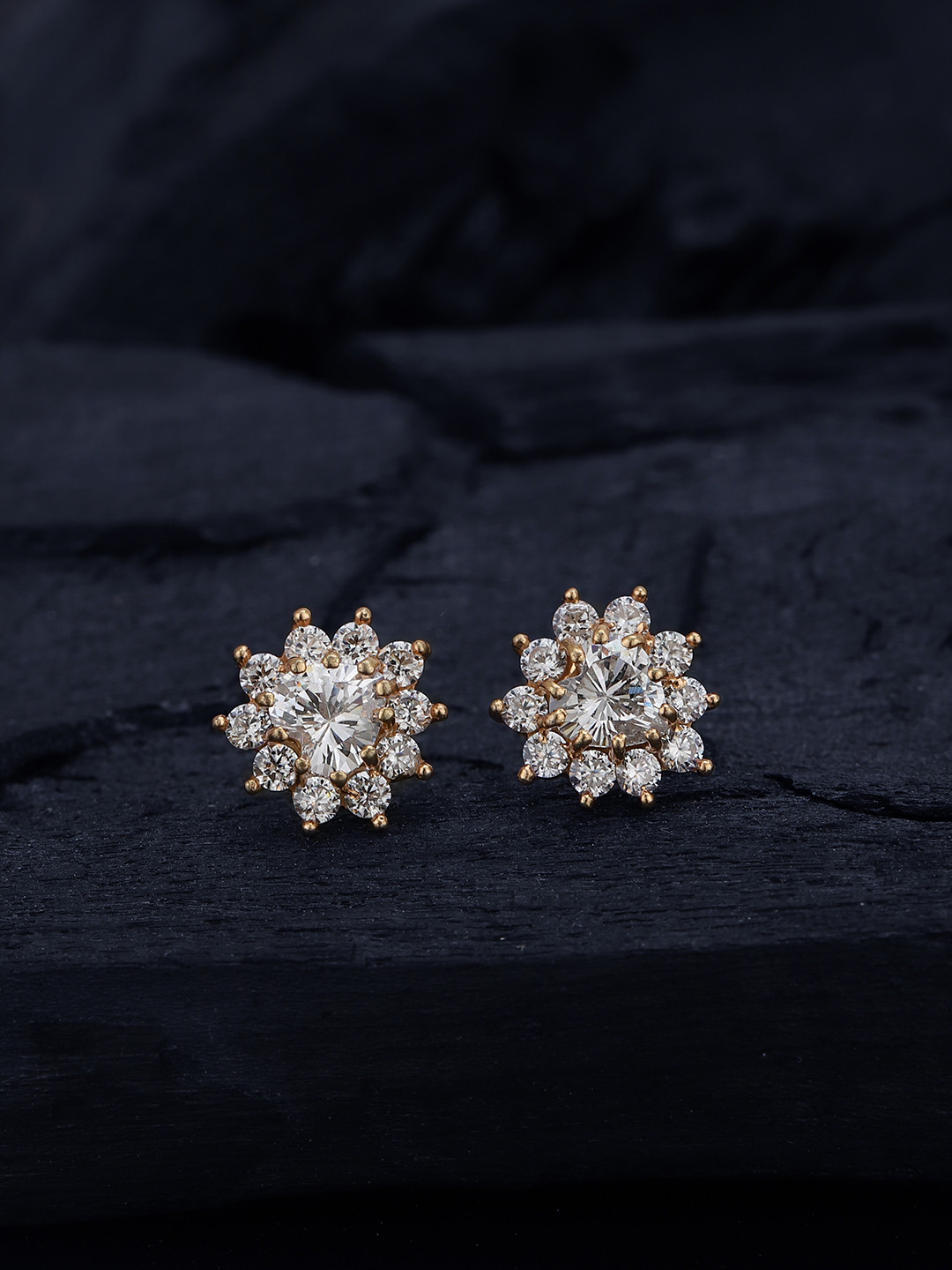 VANBELLE 925 Sterling Silver 18kt Rose Gold Plated CZ Burst Star Stud Earring