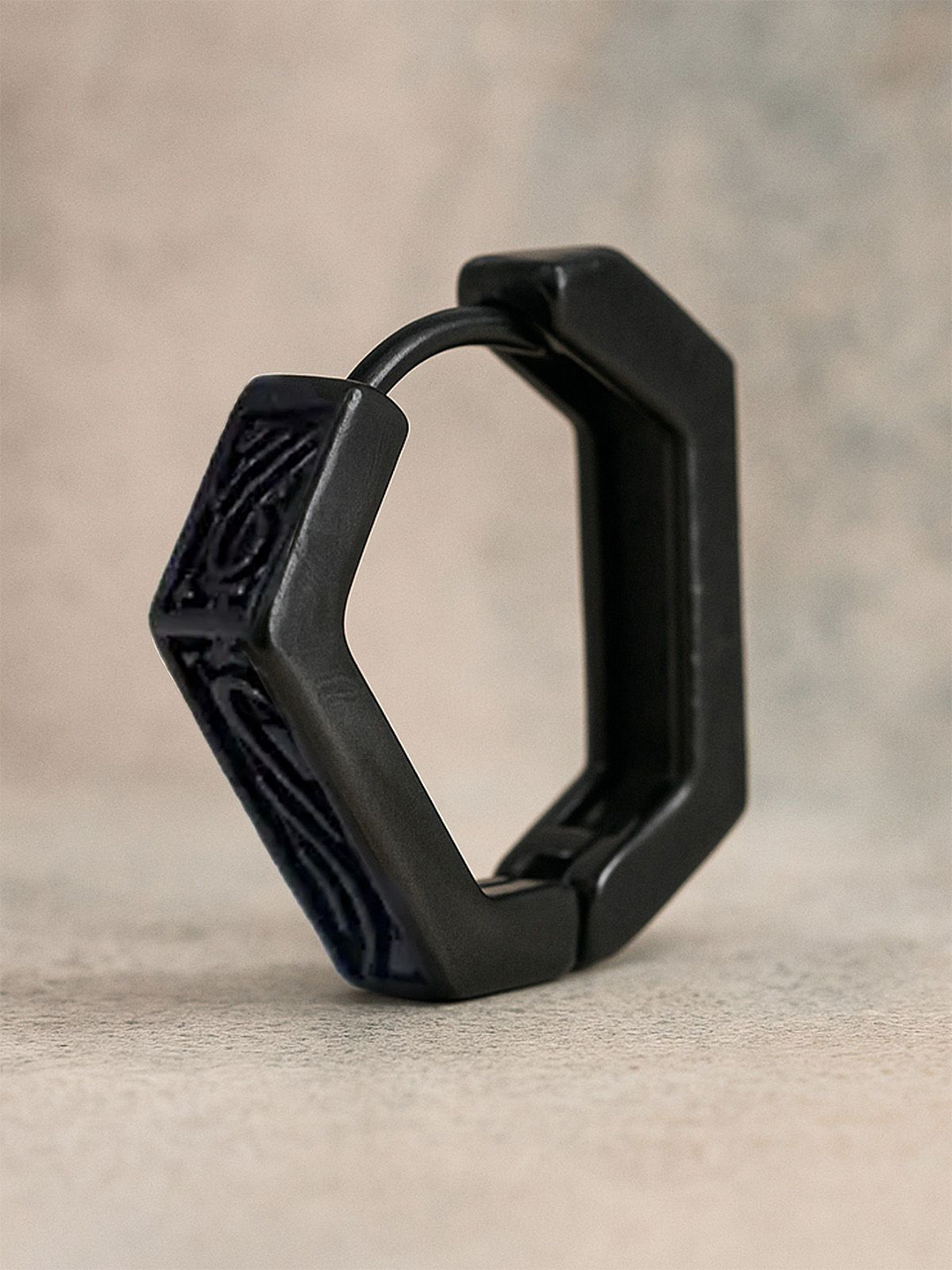 Adwitiya Collection Men Hexagon Shaped Hoop Earrings
