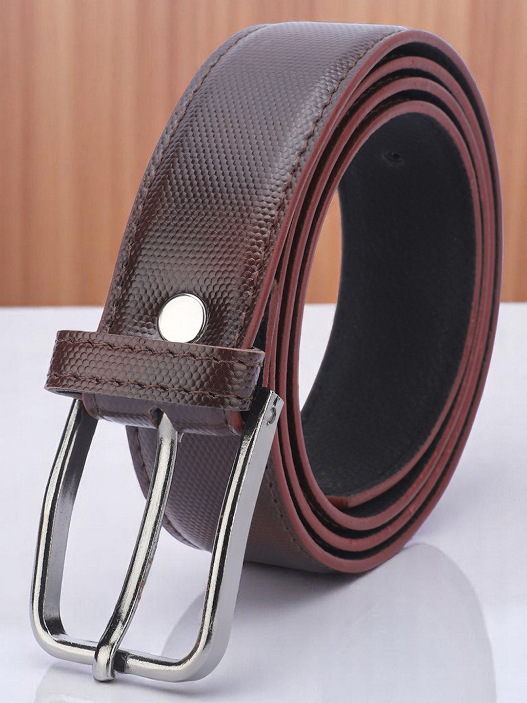 Provogue Men Textured Belt With Tang Closure