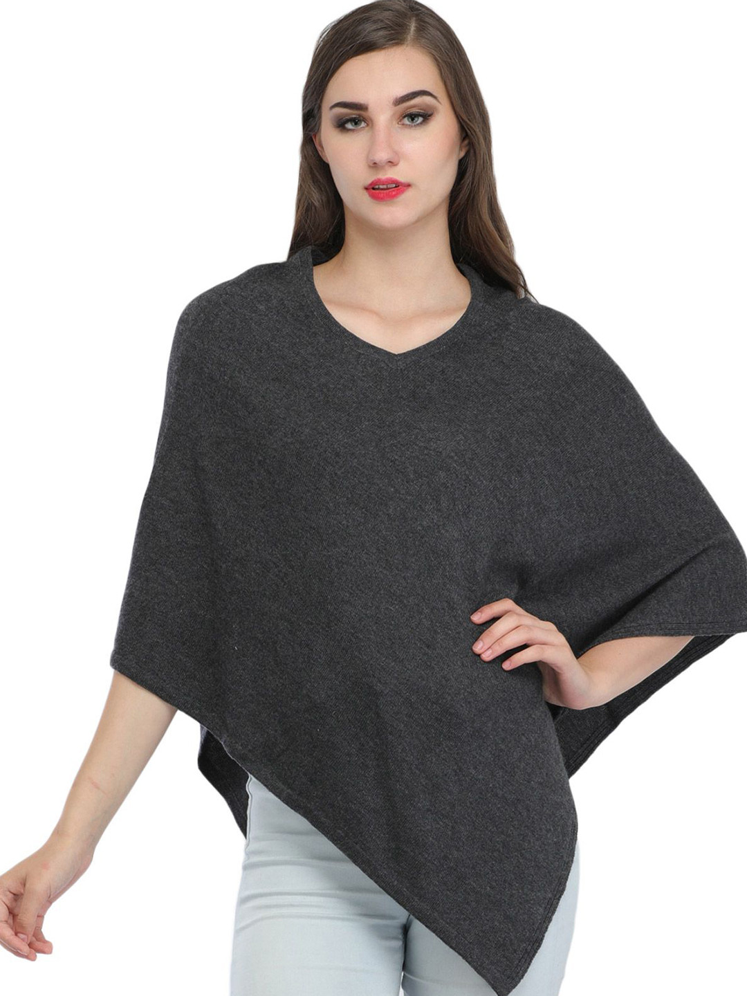 Exotic India Women Plain Cashmere Poncho from Nepal