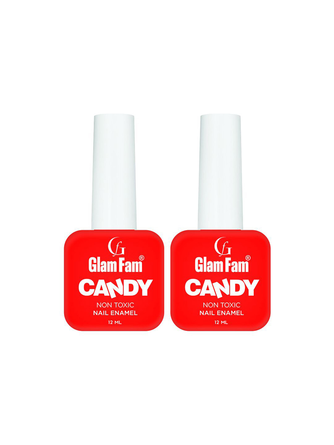 GlamFam Set Of 2 Candy Non Toxic Nail Enamel - 12 ml Each - Flaming Red - 01