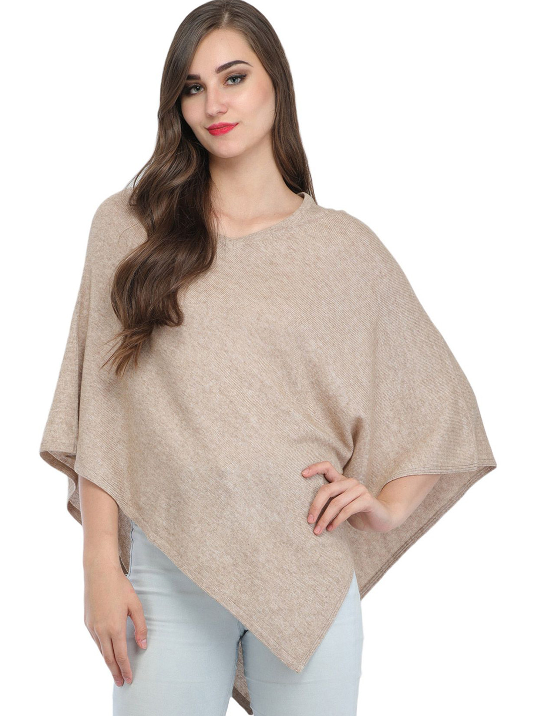 Exotic India Women Plain Cashmere Woollen Poncho