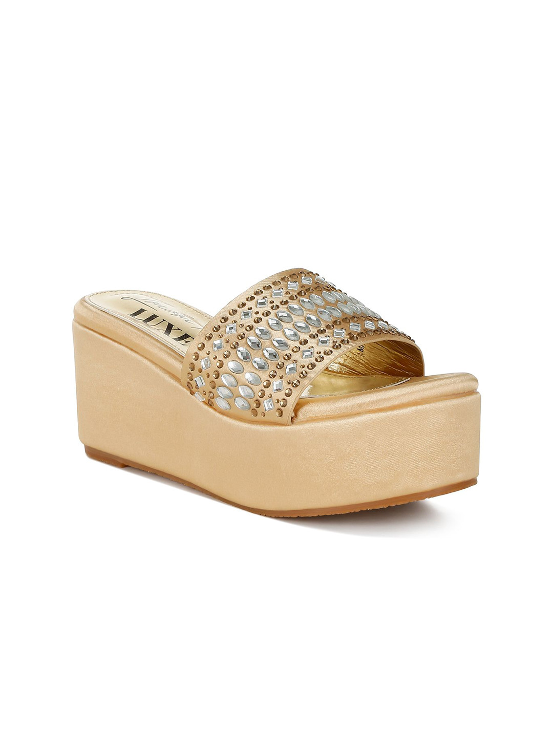 London Rag Women Western Embellished Flatform Heels Sandals