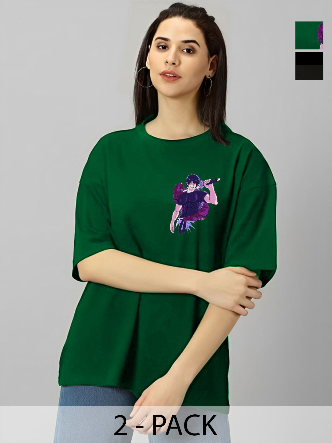 Kushi Flyer Women Floral 2 Printed Extended Sleeves Applique T-shirt