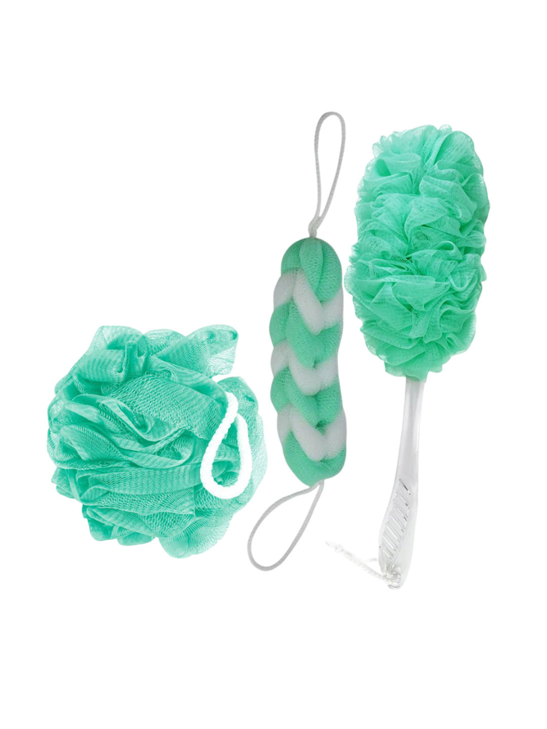 Sizi Set Of 3 Loofah With Long Handle Shower & Back Scrubber For Deep Cleaning