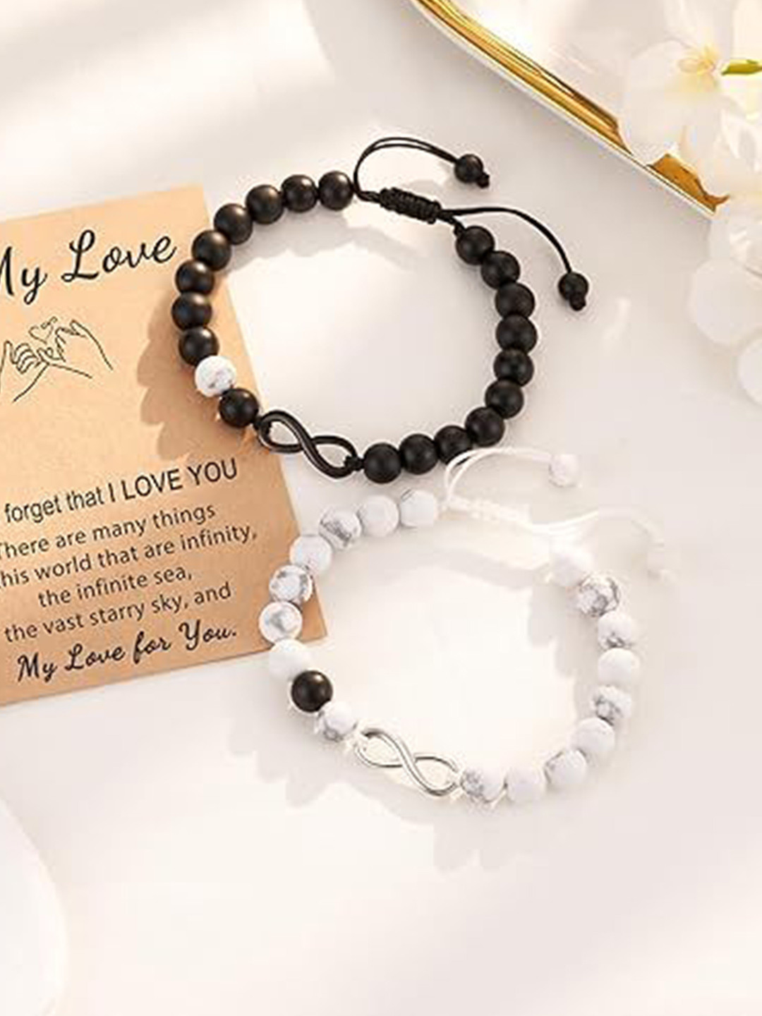 P. R. PRINTS Unisex Set Of 2 Forever Love Eternal Promise Wraparound Bracelet